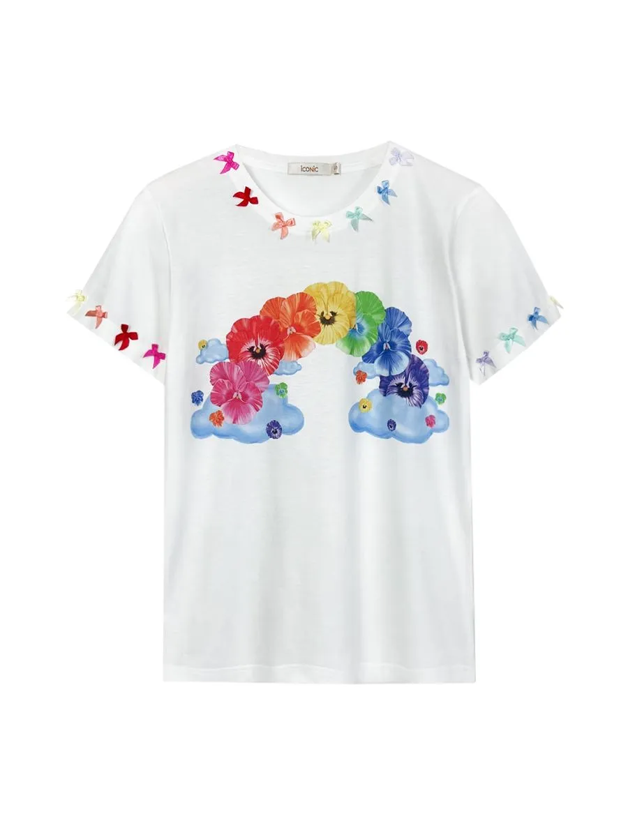 ICONIC WOMAN WHITE PANSY SKY T-SHIRT Size - M