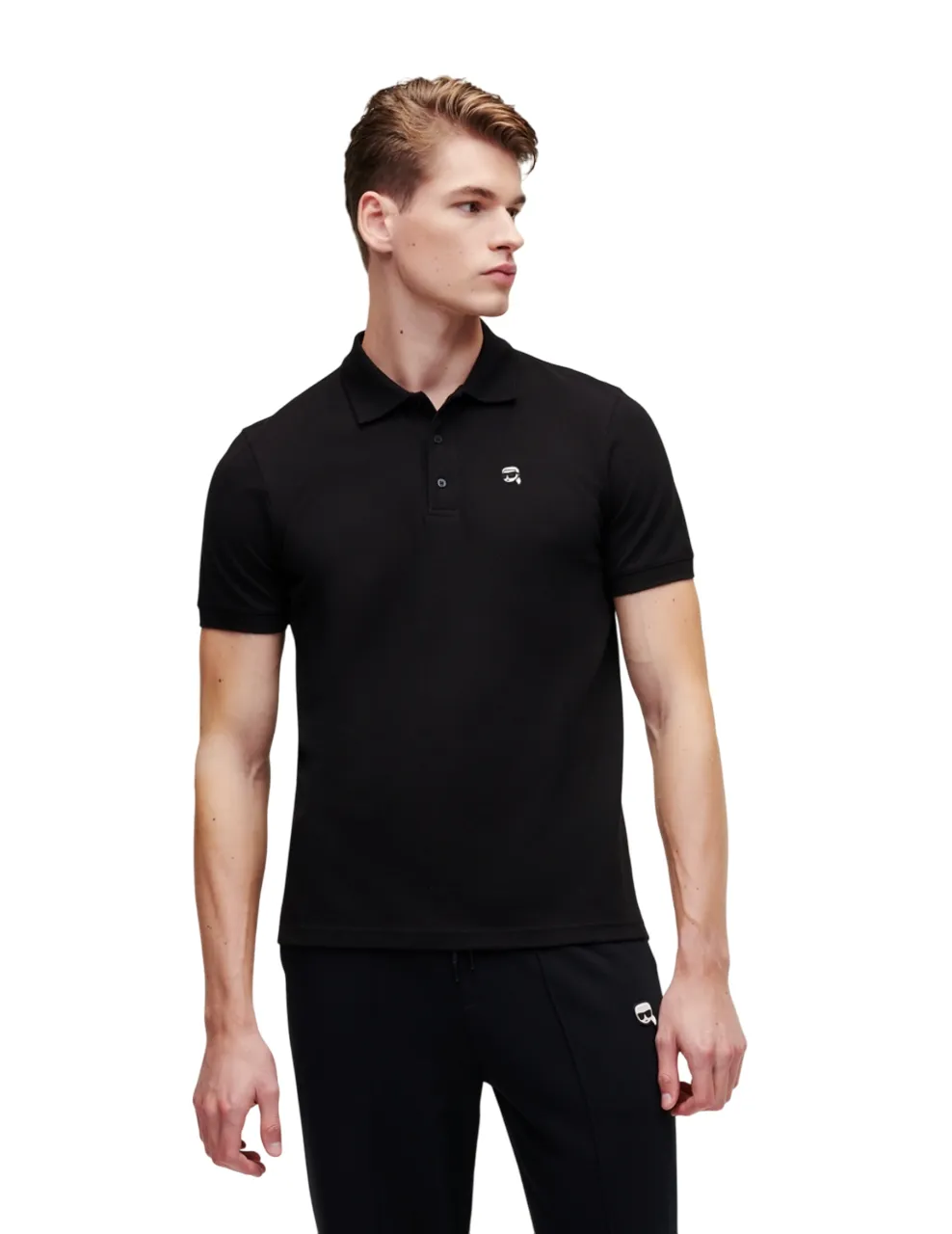 KARL LAGERFELD IKONIK 2.0 PATCH POLO BLACK