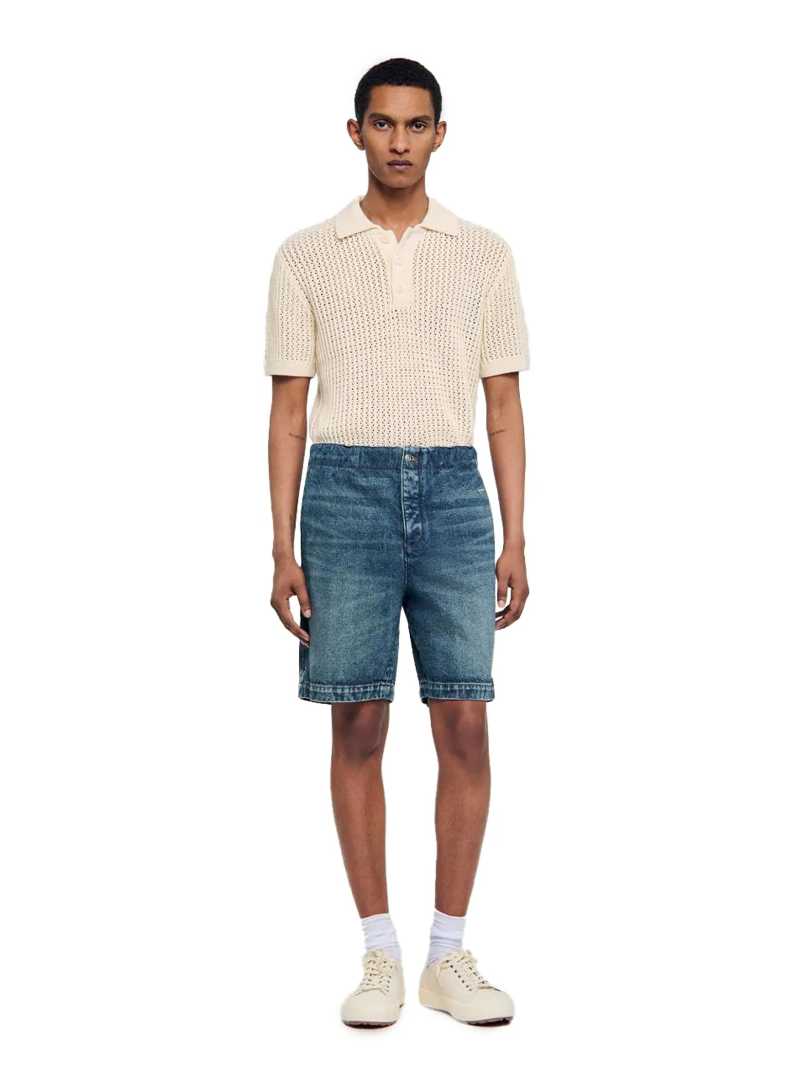 SANDRO Elasticated Denim Shorts Size - L