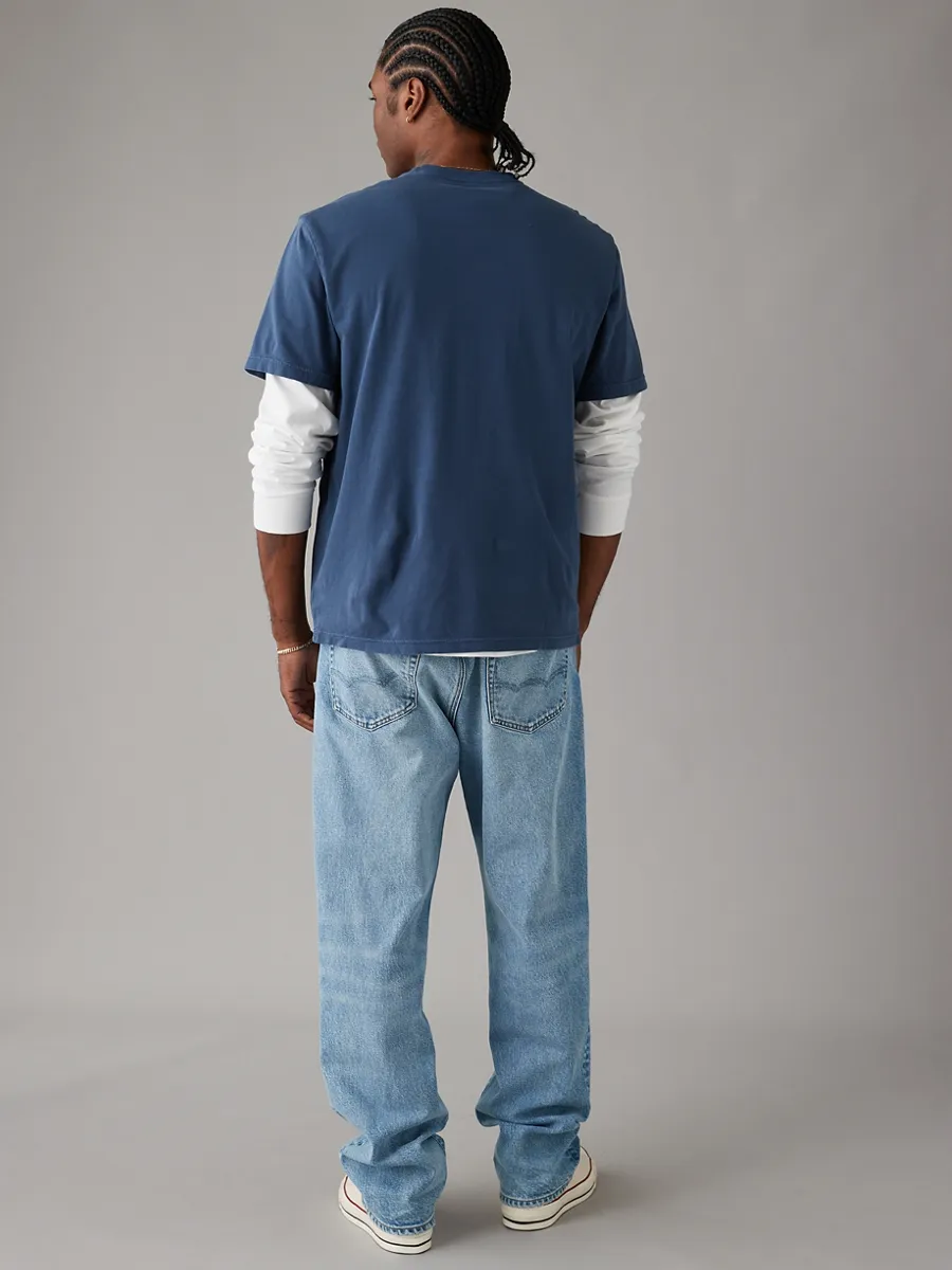 AMERICAN EAGLE MEN G SS SP1 OVERDYE GROUP SET IN TEE- PGD 410 NAVY