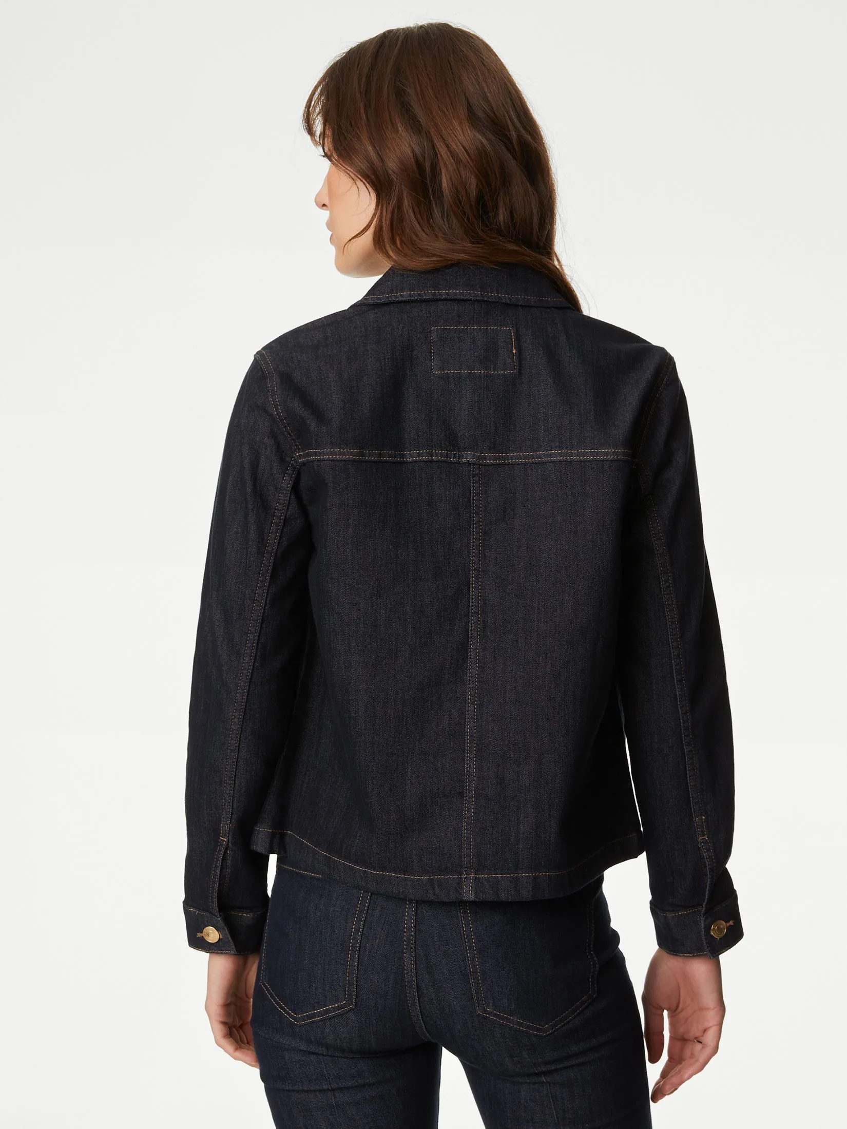 MARKS & SPENCER Women Jacket Cotton Rich Denim Utility Dark Indigo