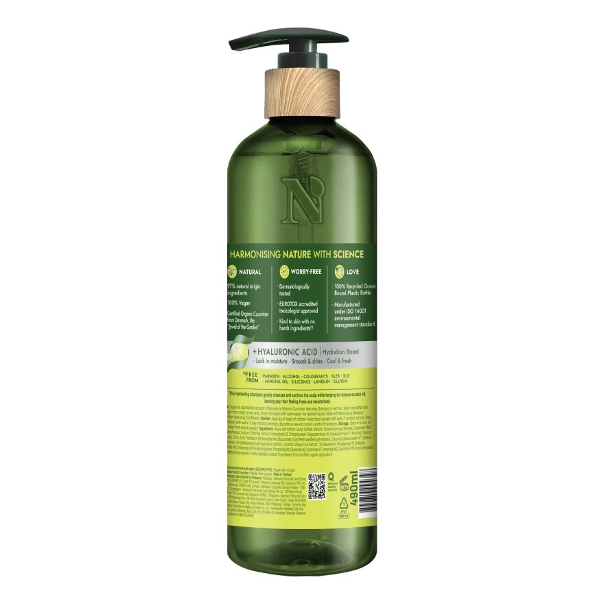 Naturals By Watsons Cucumber Hydrating Shampoo 490ml
