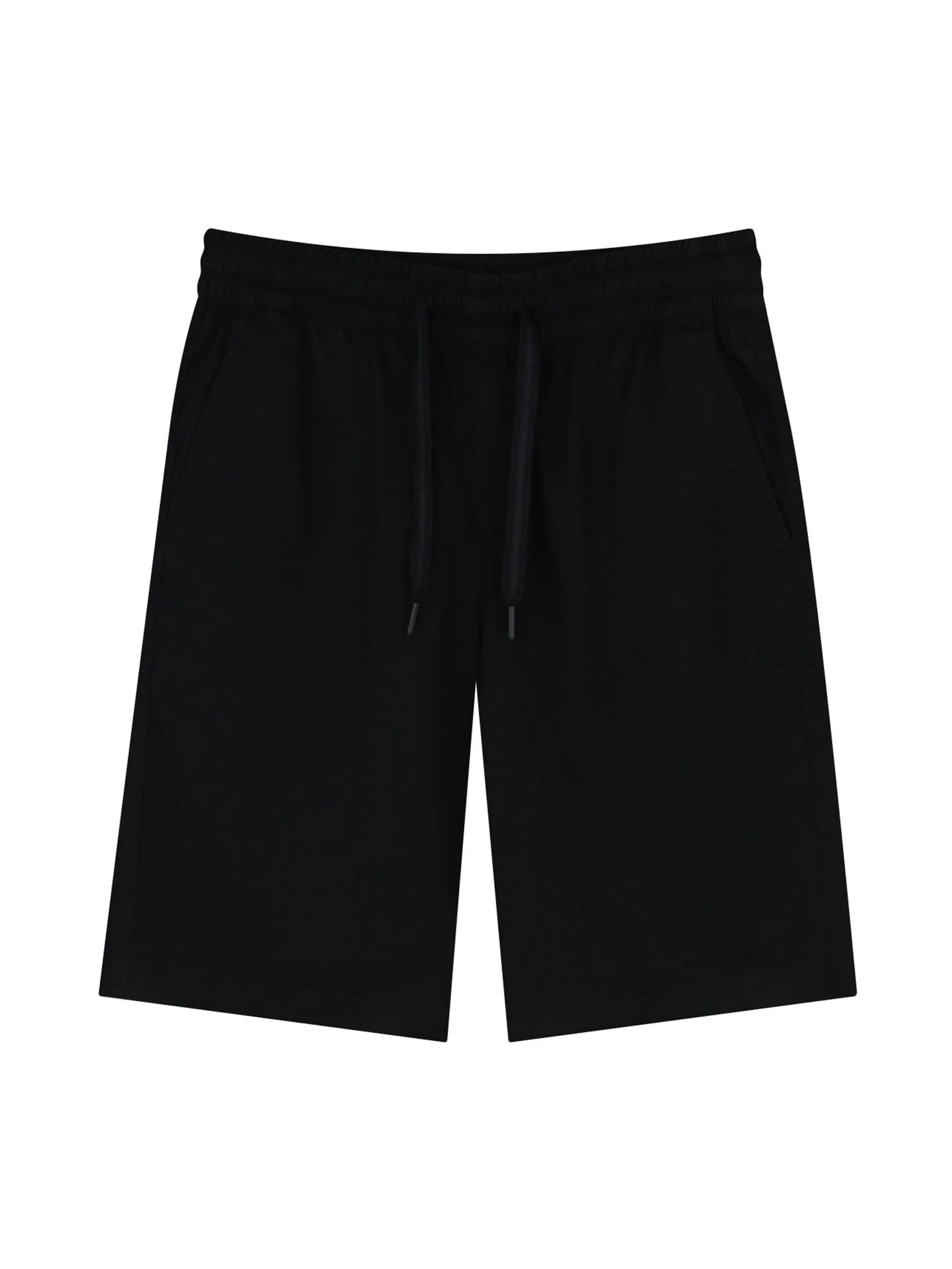 GIORDANO Men's Slim Twill Bermuda Shorts (180° Elastic Waist) Black