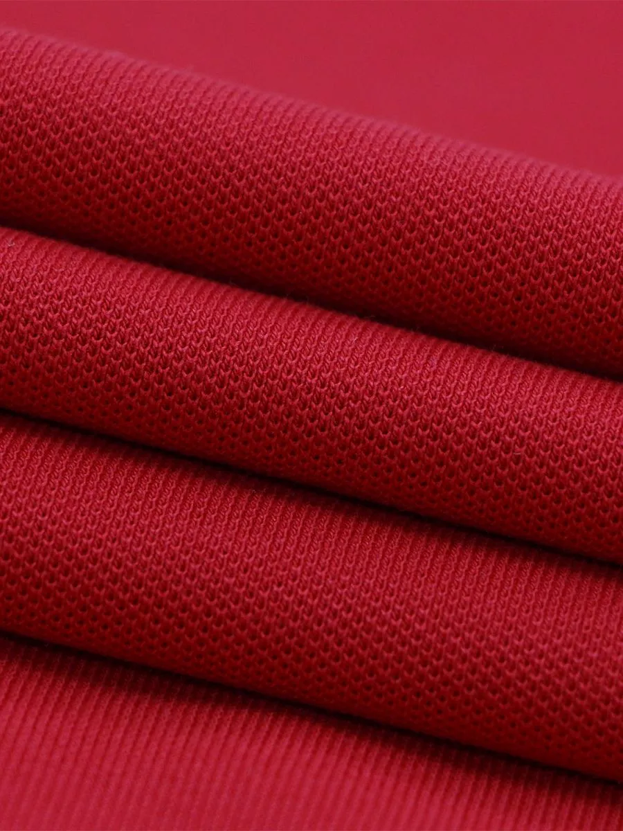 GIORDANO Men's Cotton Lycra Solid Polo Haute red