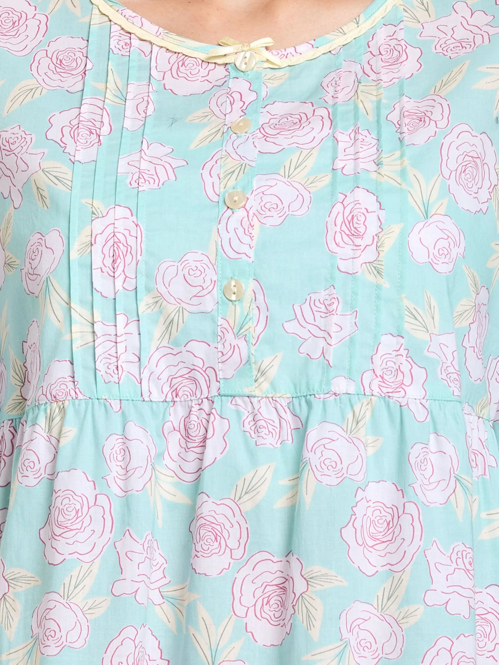 CLAUDIA'S ROMANCE Women Nightdress 5-Part Sleeves Green