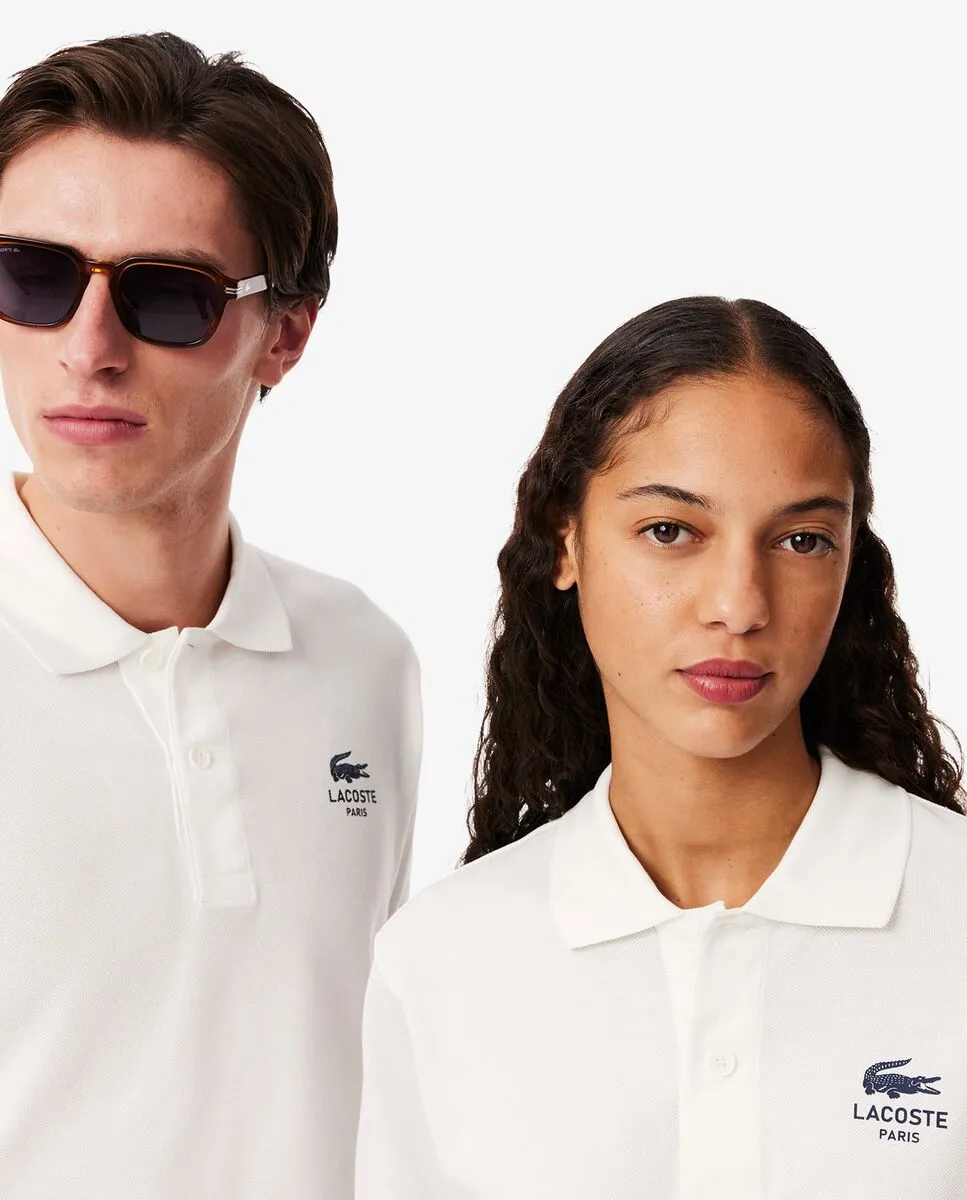 LACOSTE Classic Fit Signature Print L.12.12 Polo Shirt White