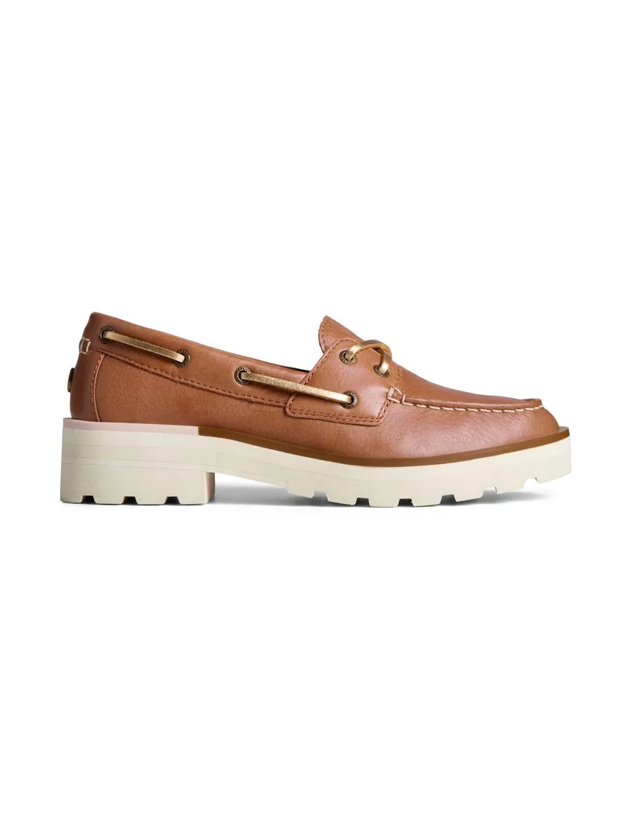 SPERRY WOMEN CHUNKY BOAT 2-EYE LEATHER BROWN