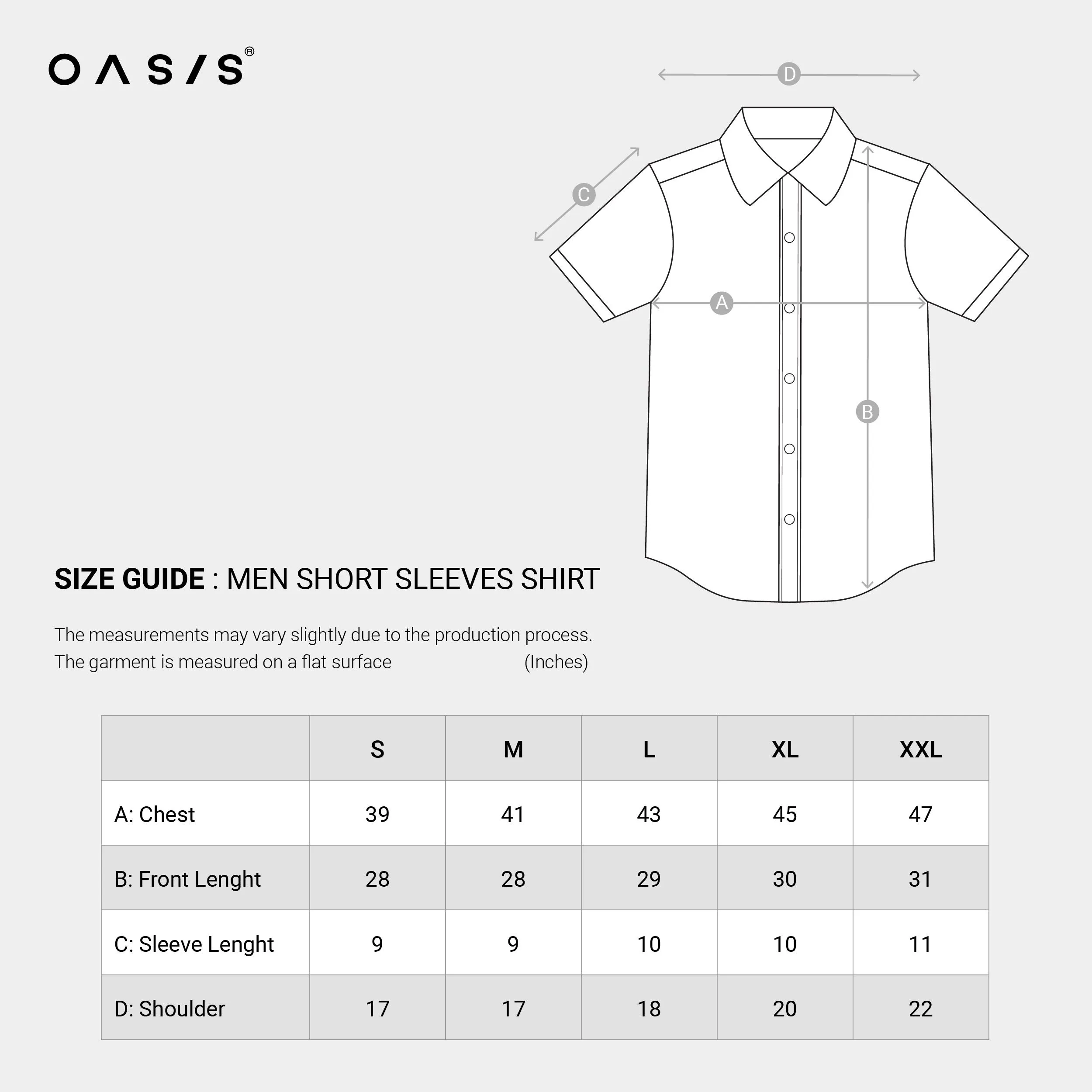 OASIS Men's Short sleeve Shirt Light blue