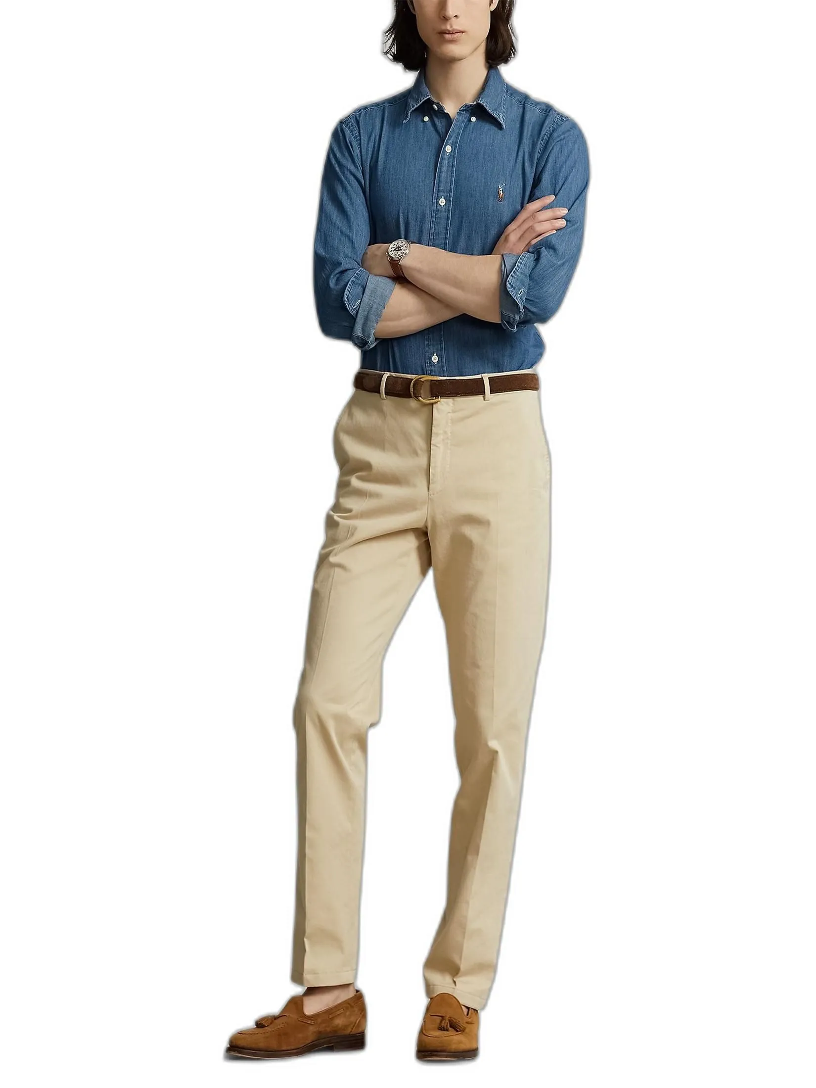 POLO RALPH LAUREN SHIRT-Custom Fit Denim Shirt MNPOWOV16820449 410 NAVY-410