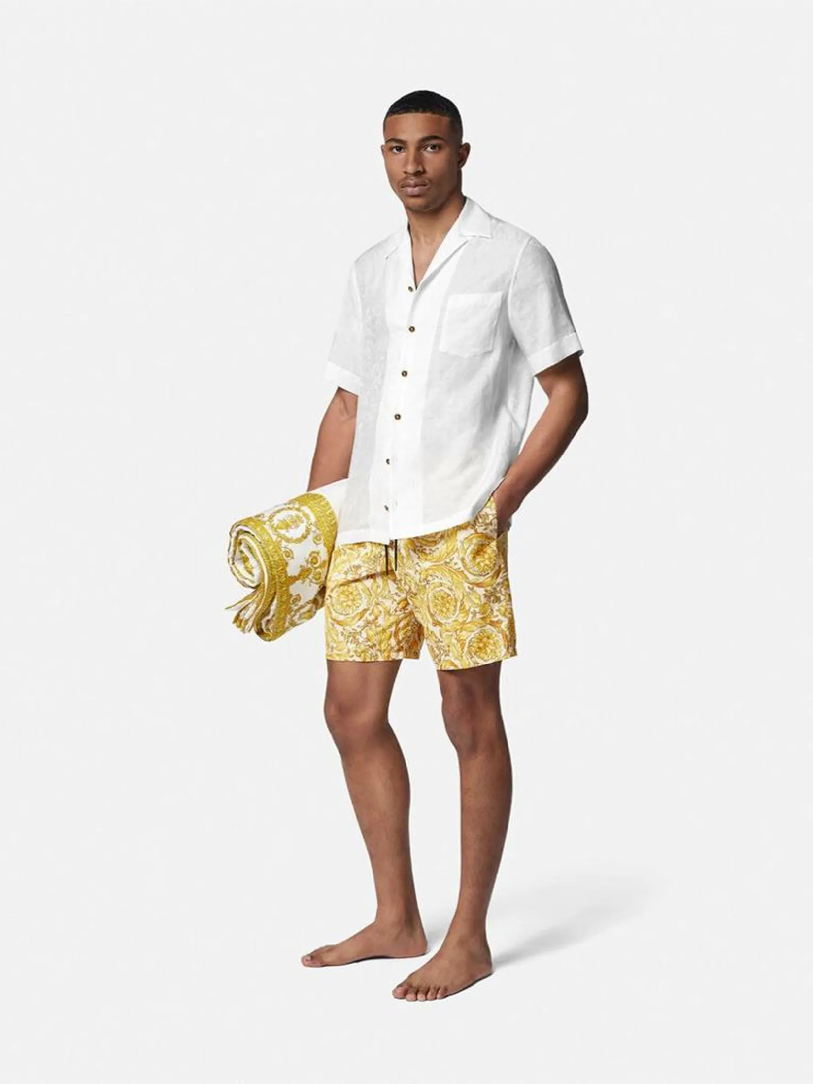 VERSACE UNDERWEAR Men Swim Boardshorts Barocco Gold