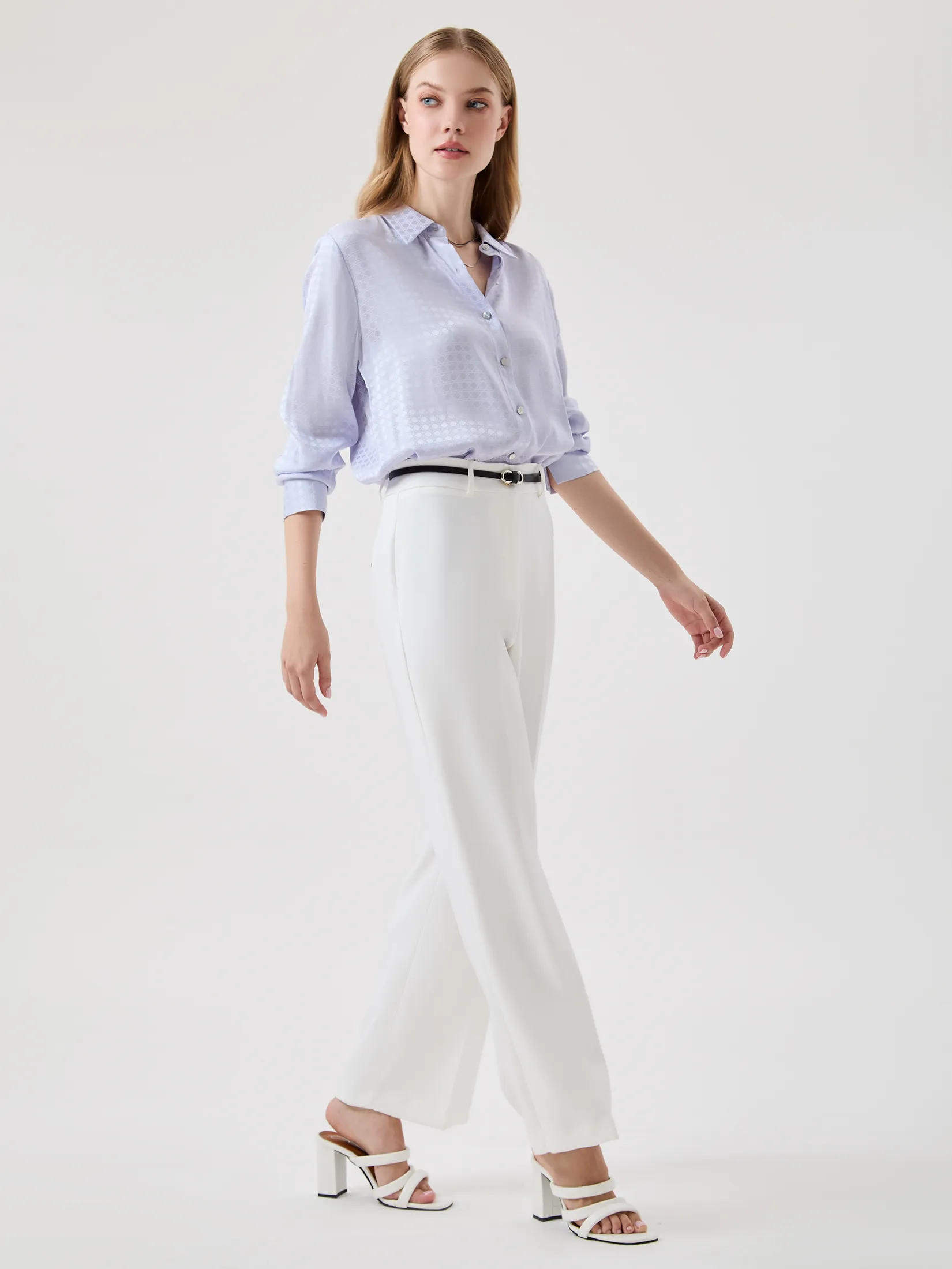 ESPADA Geometric Jacquard Satin Shirt Woman Purple