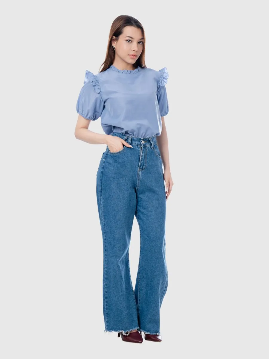 AMILA Women Blouse Cotton Premium Light blue