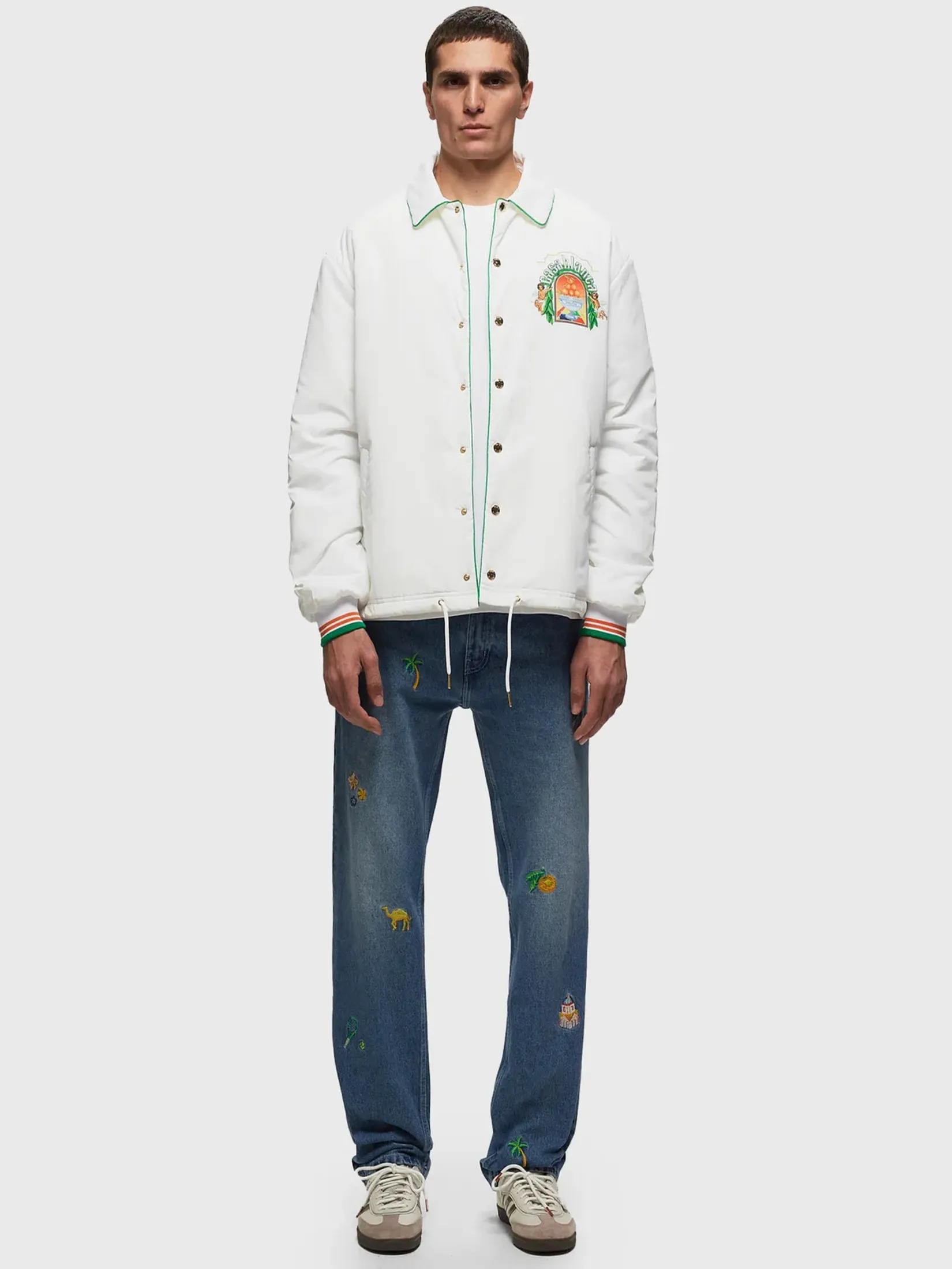 CASABLANCA MENS PRINTED POLYESTER WADDED JACKET IN WHITE