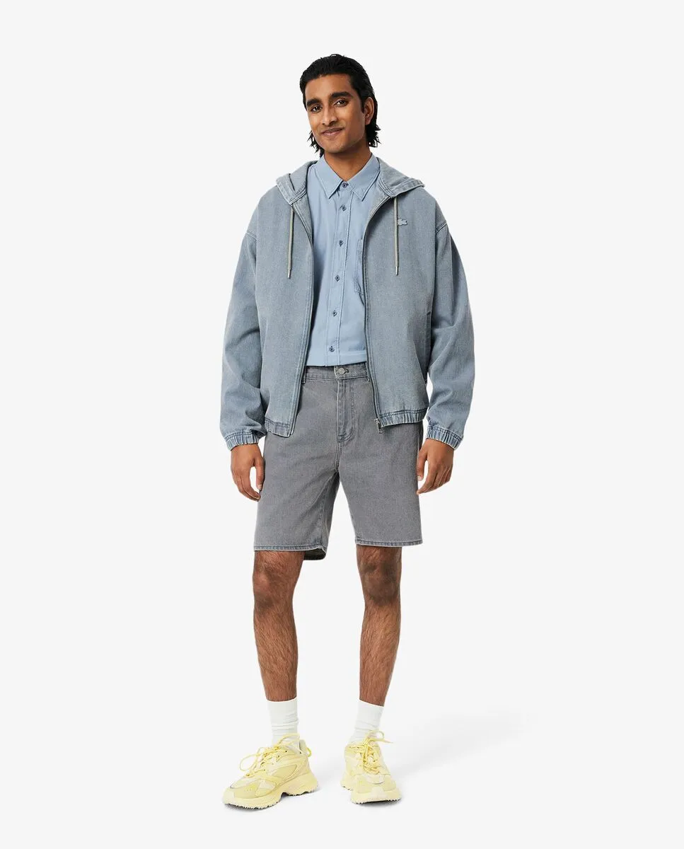 LACOSTE Washed Effect Dyed Denim Bermuda Shorts Blue Size - 30 US