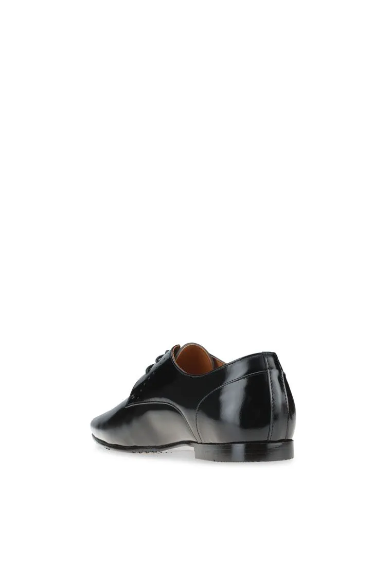 LUIGI BATANI Black Stencil Work Cut Formal Lace Up