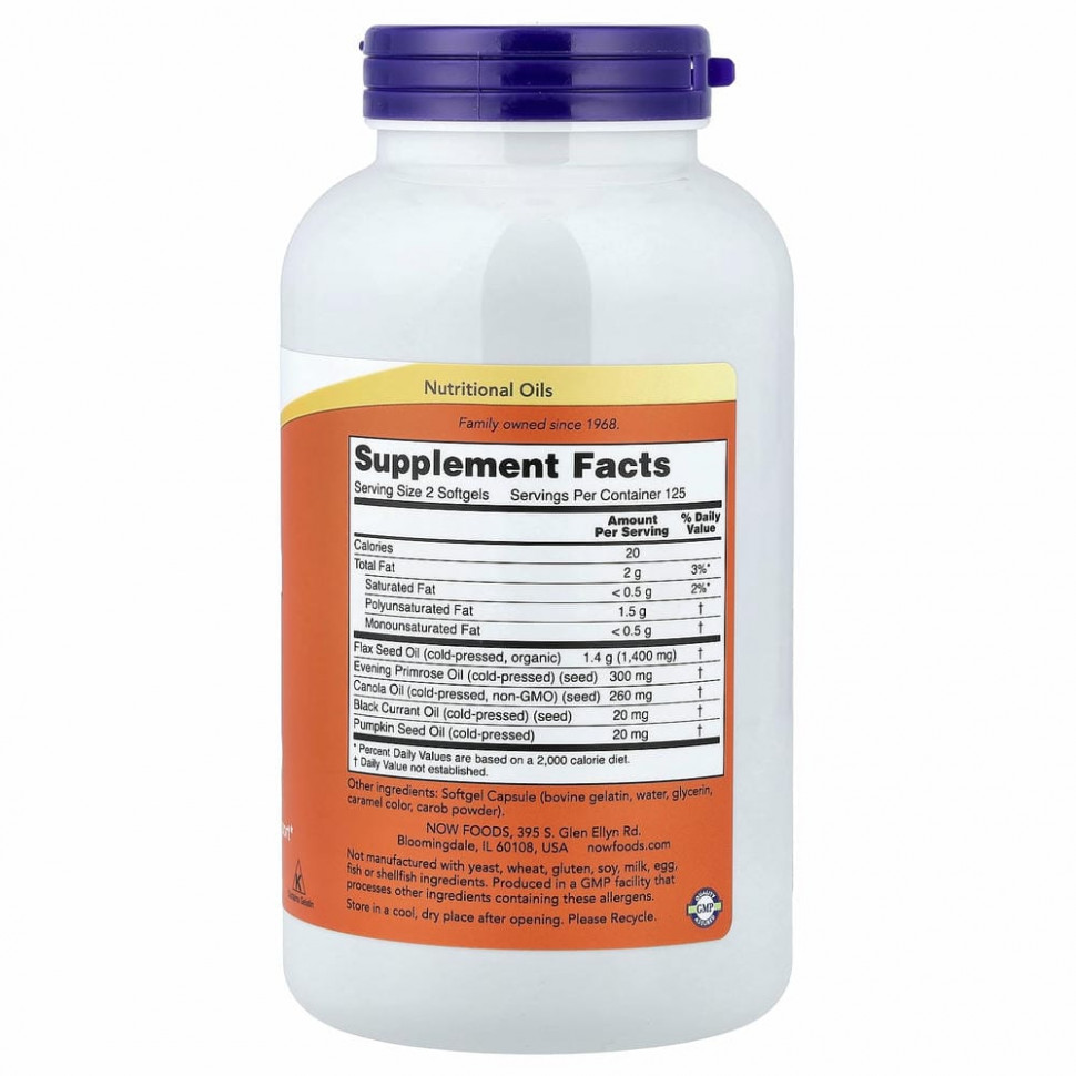 NOW Foods, омега 3-6-9, 1000 мг, 250 мягких таблеток