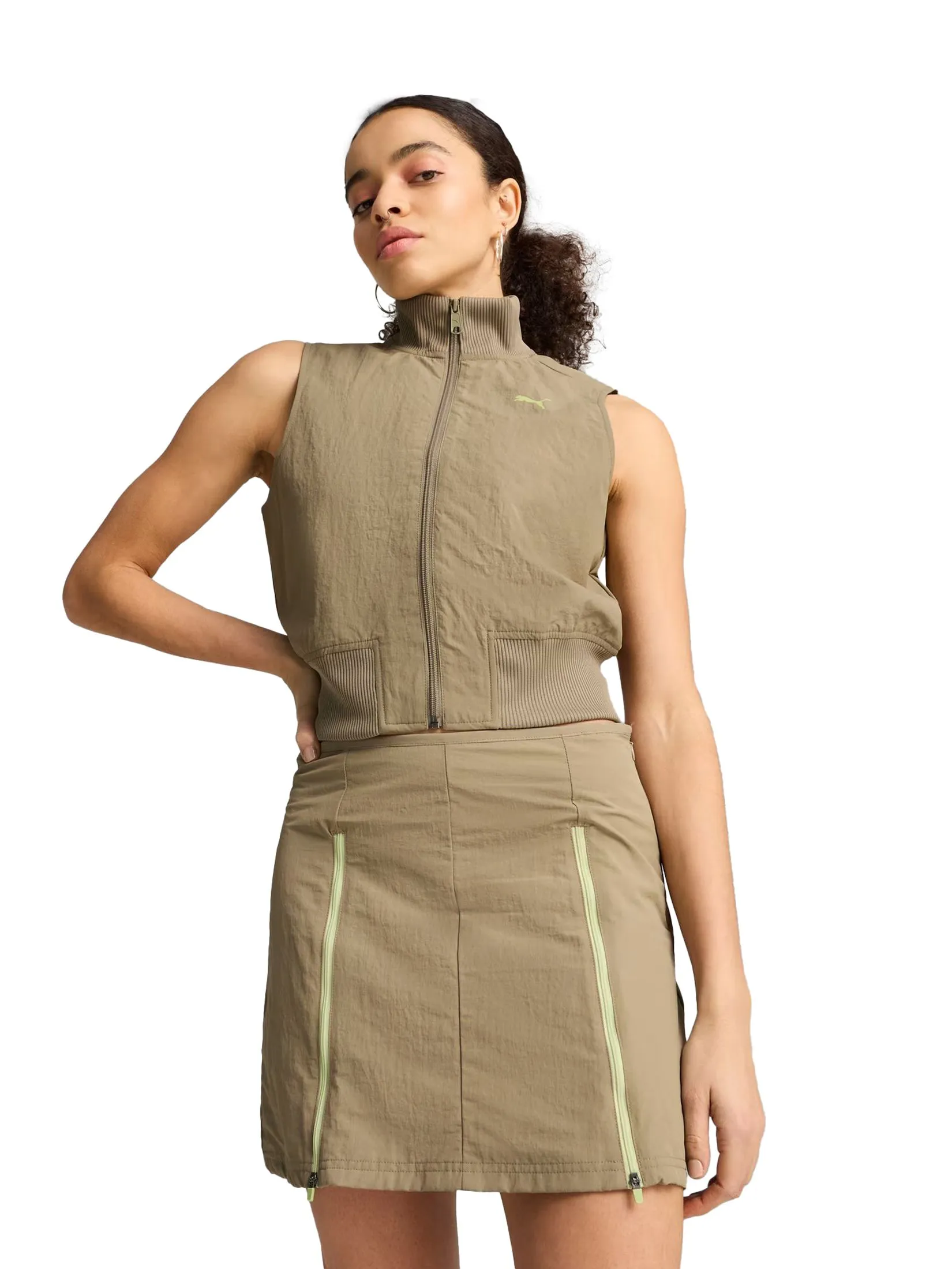 PUMA Women Vest Dare To Full-Zip Woven Velvet Moss