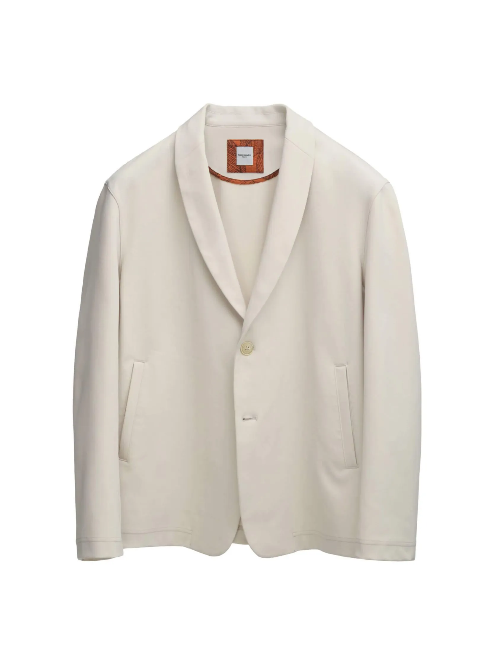 TAKEO KIKUCHI MEN BEIGE GEORGETTE SHAWL CARDIGAN