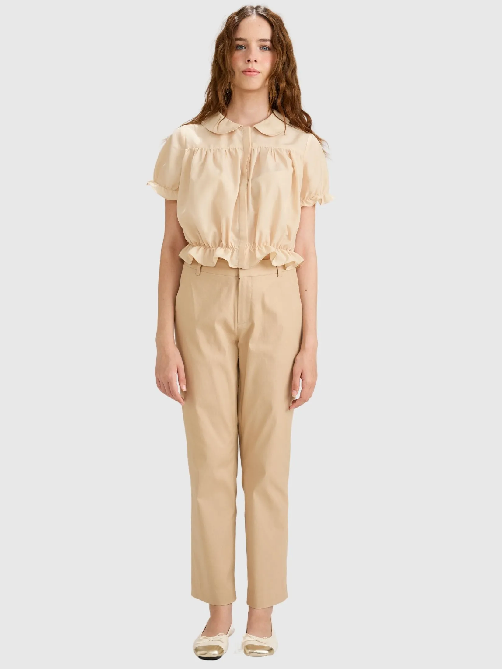 AMILA Women Pants Trousers Cotton Spendex Khaki