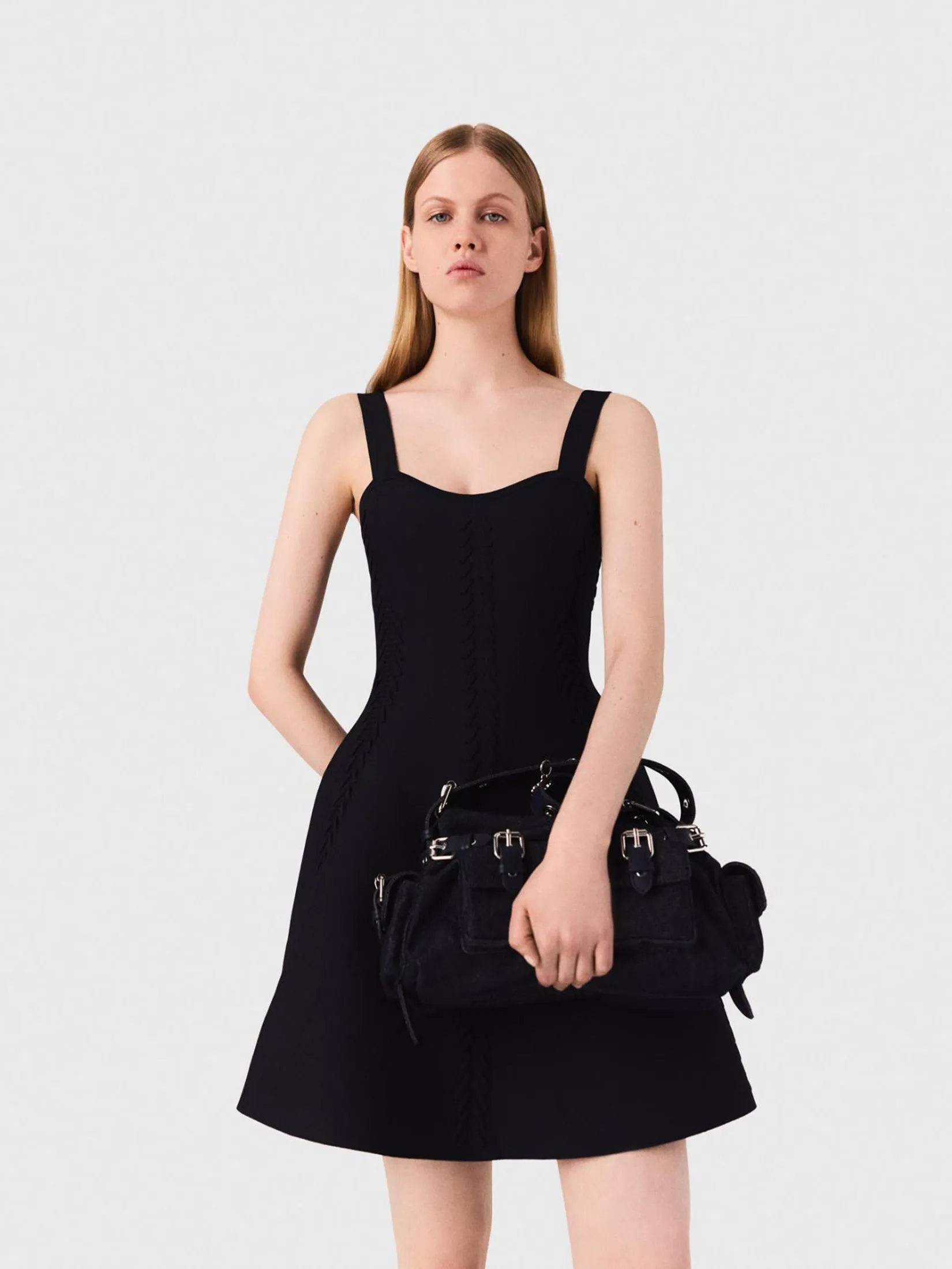 MAJE Women Dress Short Knitted Babydoll