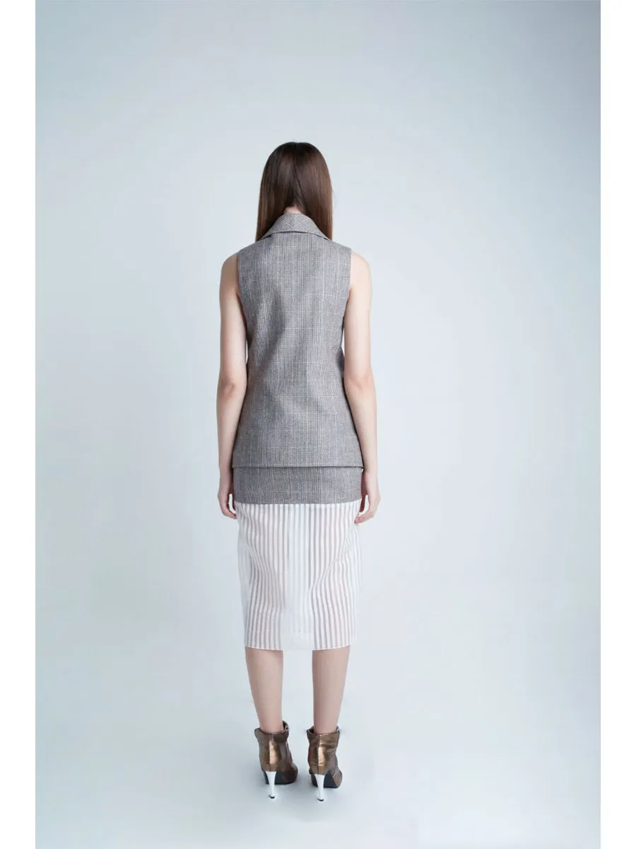 SENADA WOMEN WOOL BLEND BEIGE PENCIL SKIRT