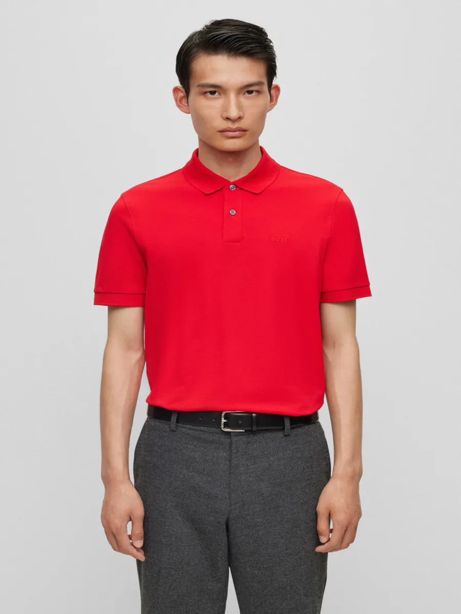BOSS Men s Polos Regular Fit Medium Red Size - L