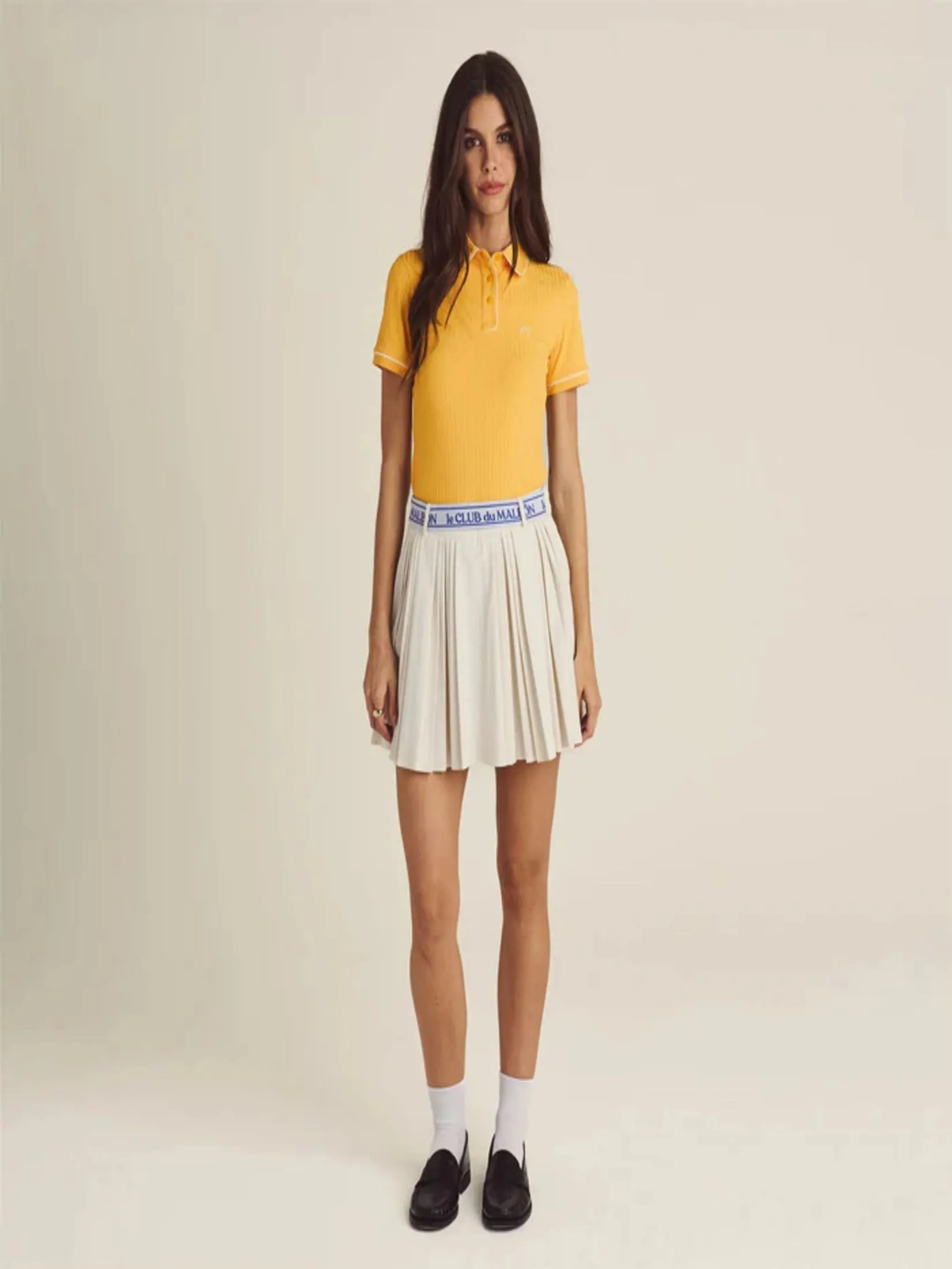 MALBON GOLF JOELLE PLEATED SKIRT IN IVORY