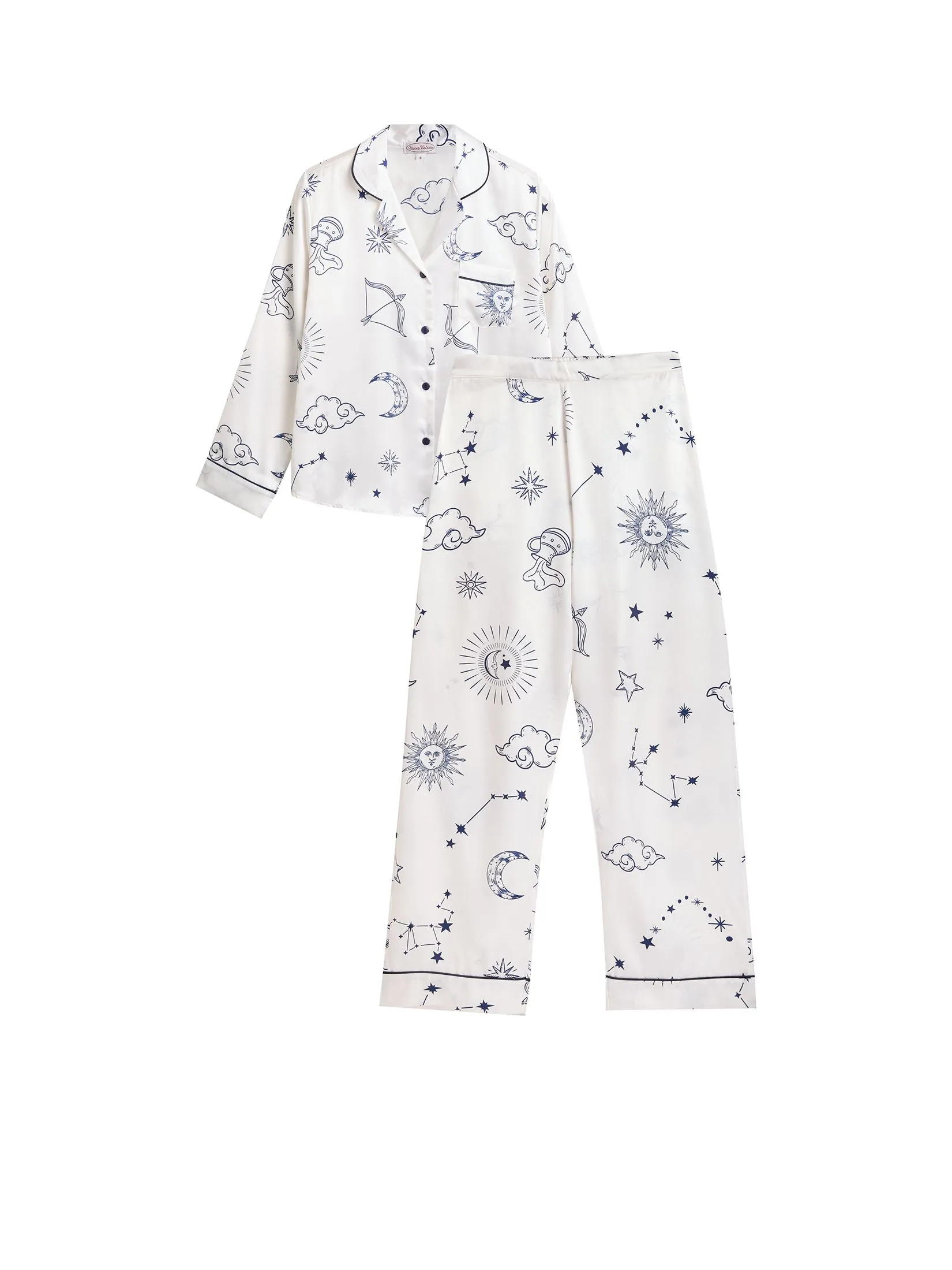 MARIA VICTORIA Women Pajamas Shirt Long Sleeves + Pants Off White