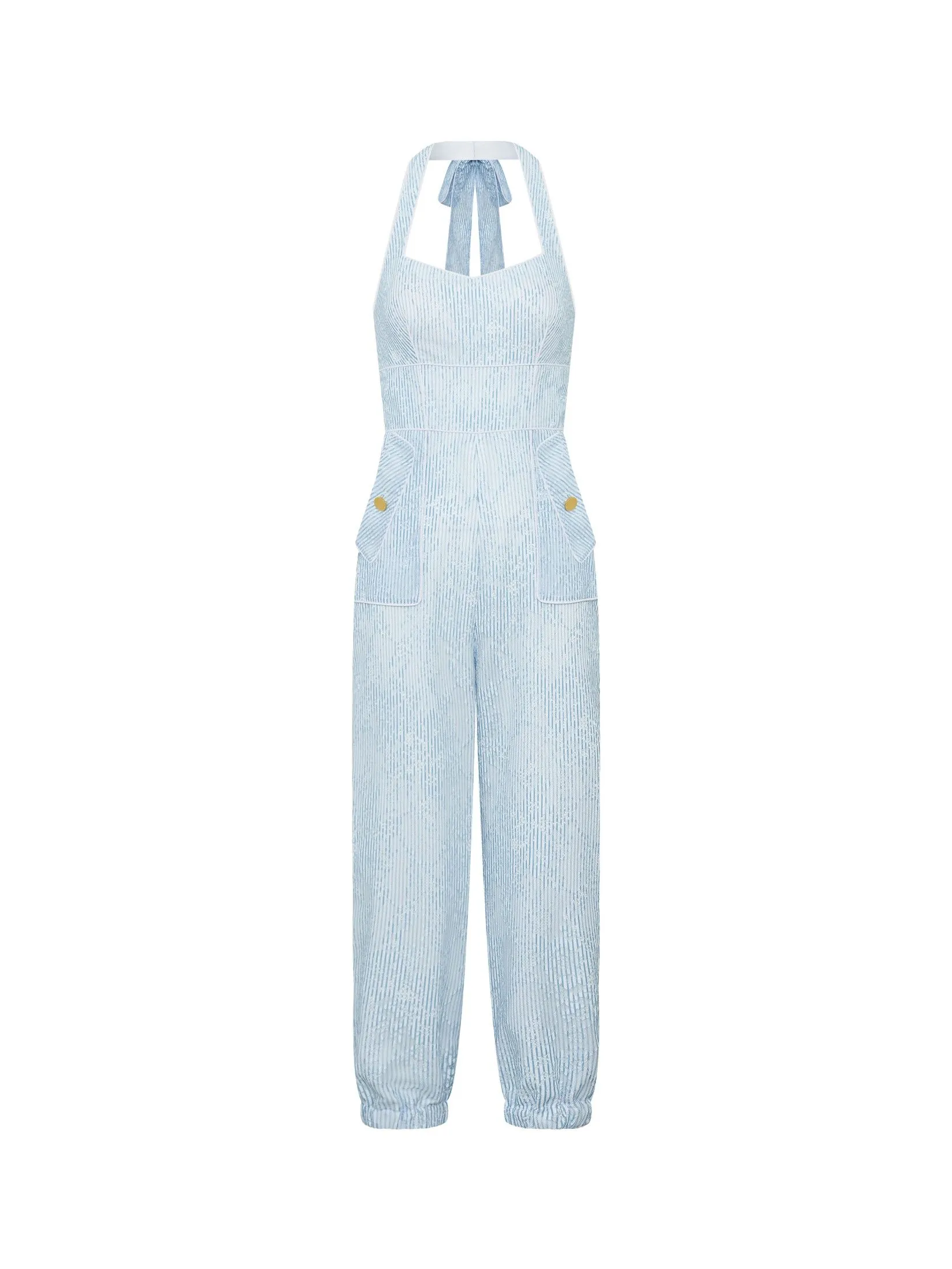 ASV (SS25) Belinda Women Halterneck Jumpsuit Blue