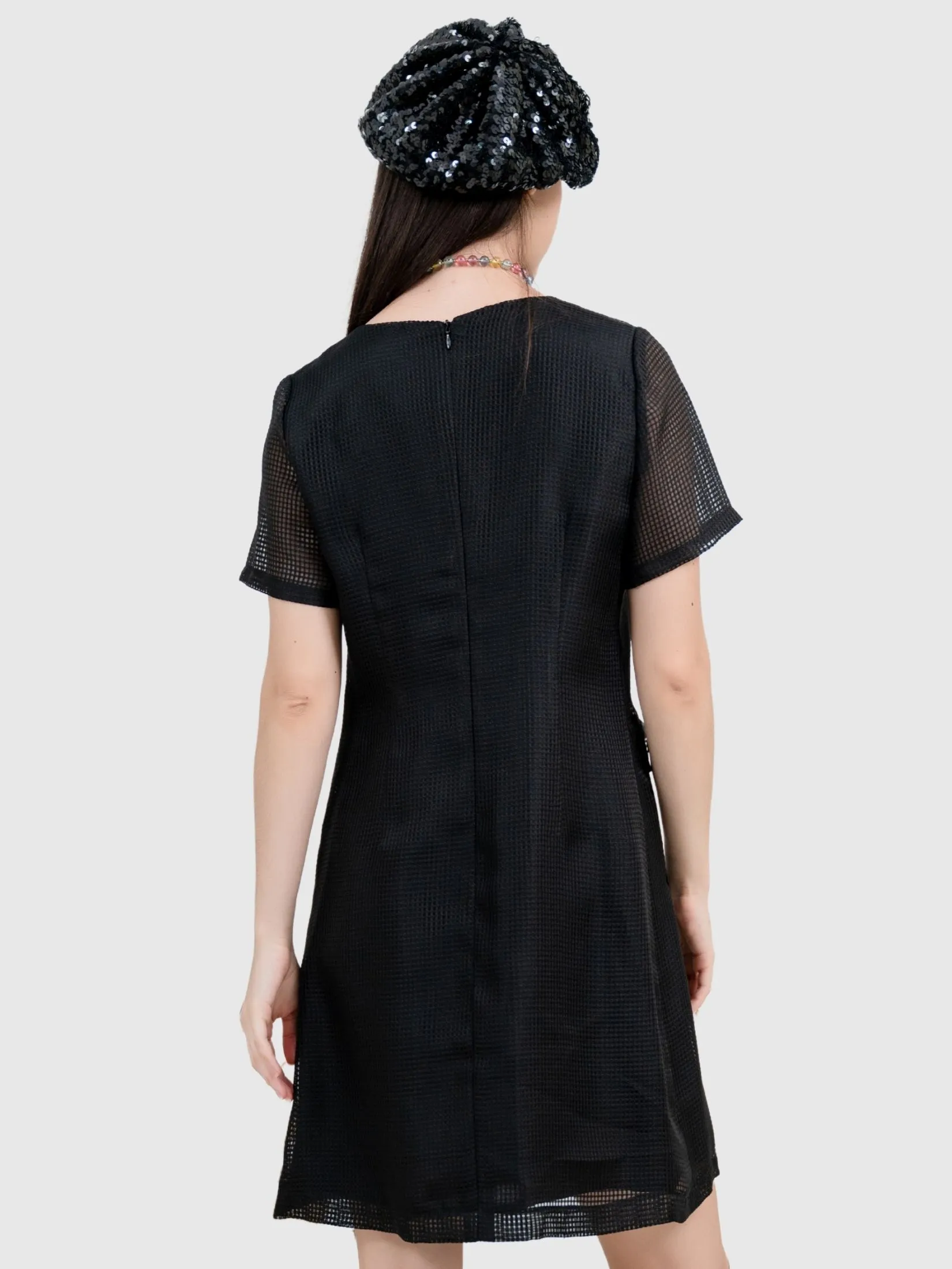 AMILA Women Dress Short Sleeves Bogel Black