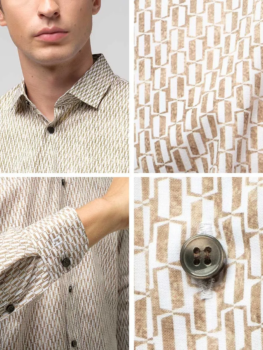 OLYMP MEN SHIRT LONG SLEEVES BUSINESS SHIRT SUPER SLIM  FIT EASY IRON  BROWN