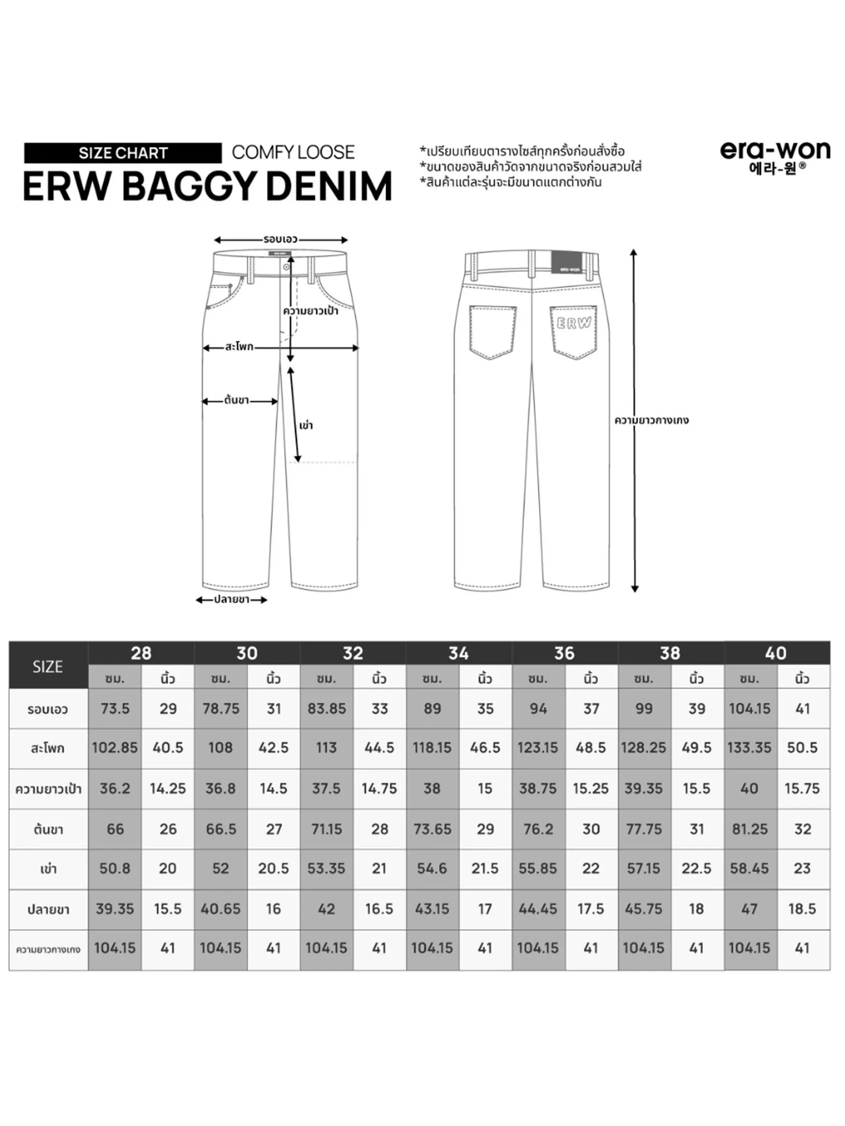 ERA-WON Men's Denim Jeans Baggy denim ERW collection Black