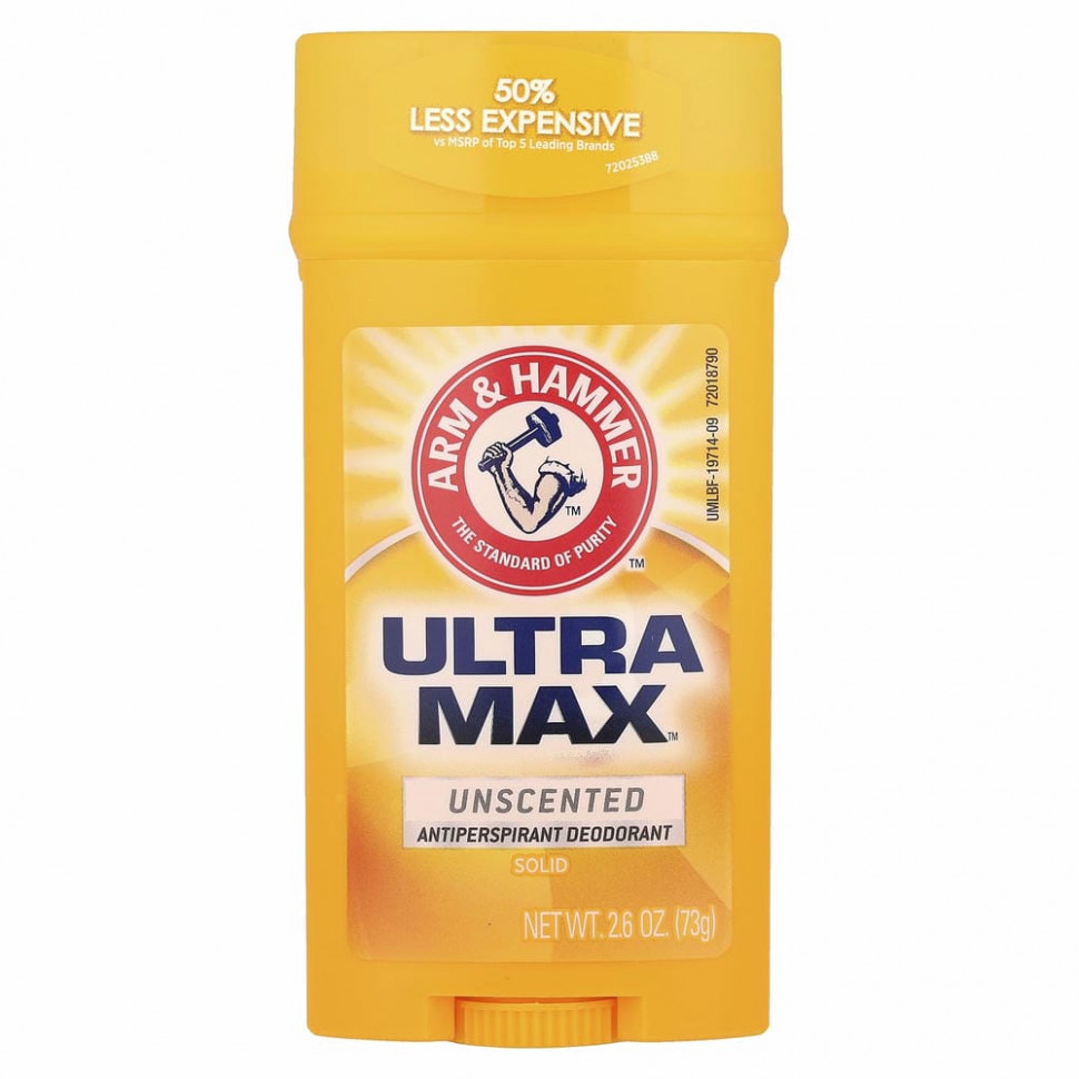 Arm & Hammer, UltraMax, твердый дезодорант для мужчин, без запаха, 2,6 унции (73 г)
