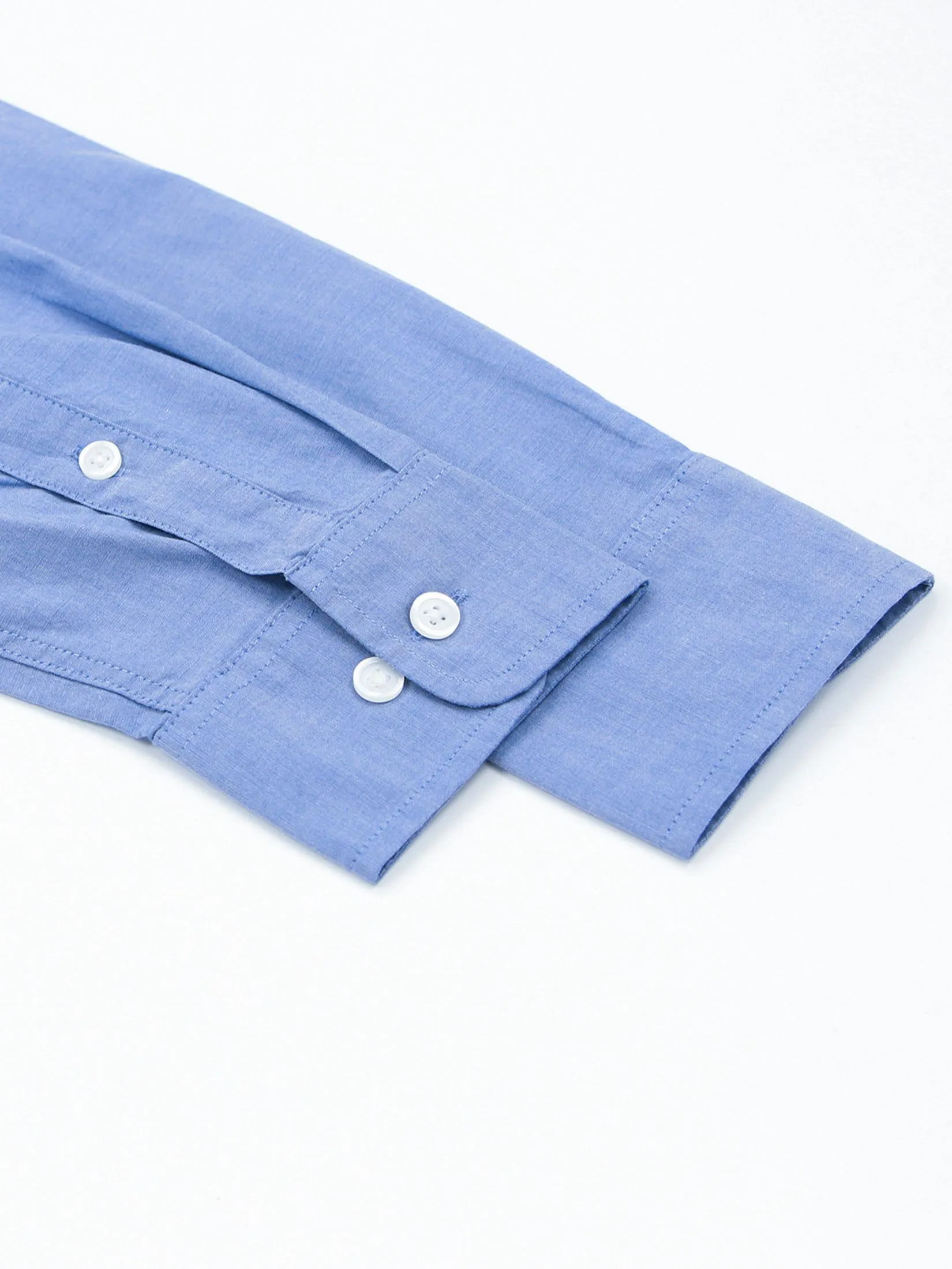 GIORDANO Men's Slim Fit Long Sleeve Stretch Shirt (Poplin) Mid blue