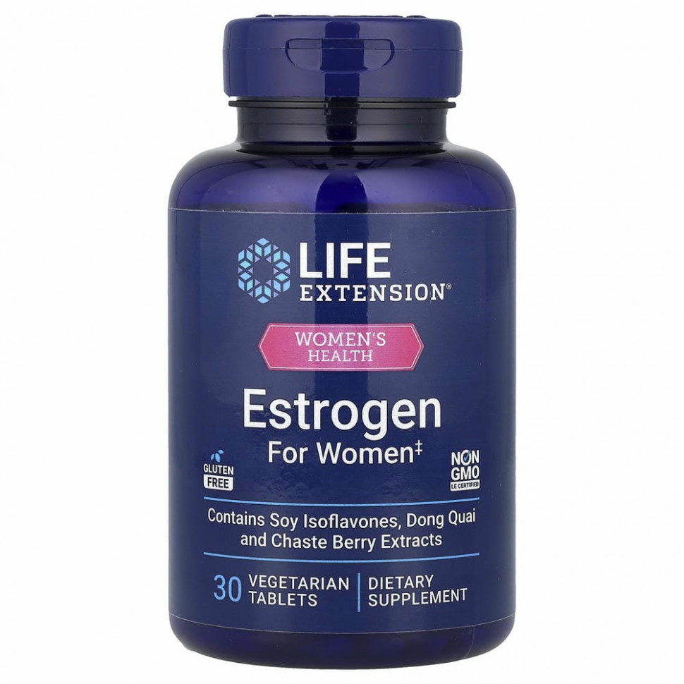 Life Extension, эстроген для женщин, 30 вегетарианских таблеток