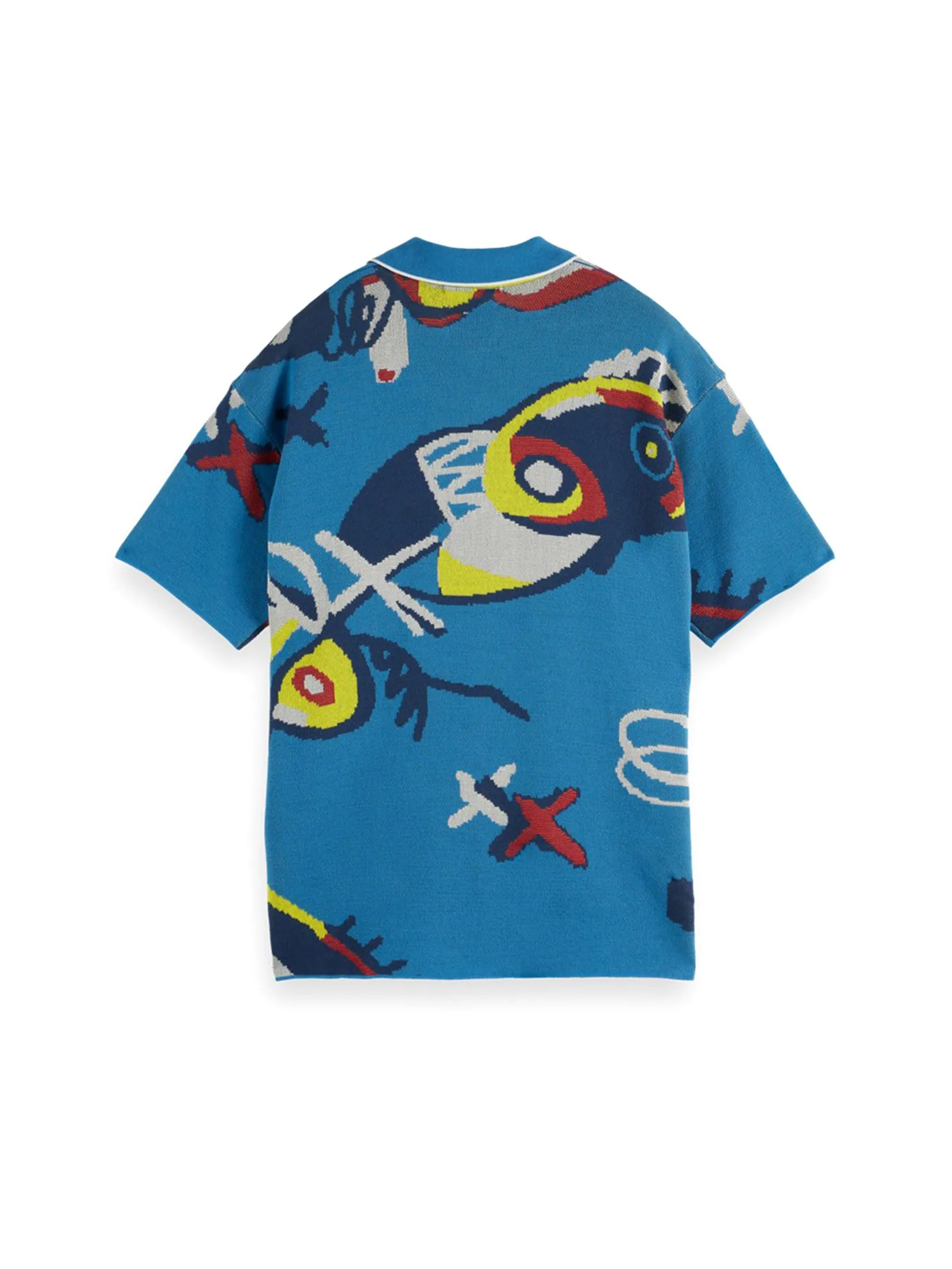 SCOTCH&SODA Men Polo Abstract Island Crochet Abstract Island Blue