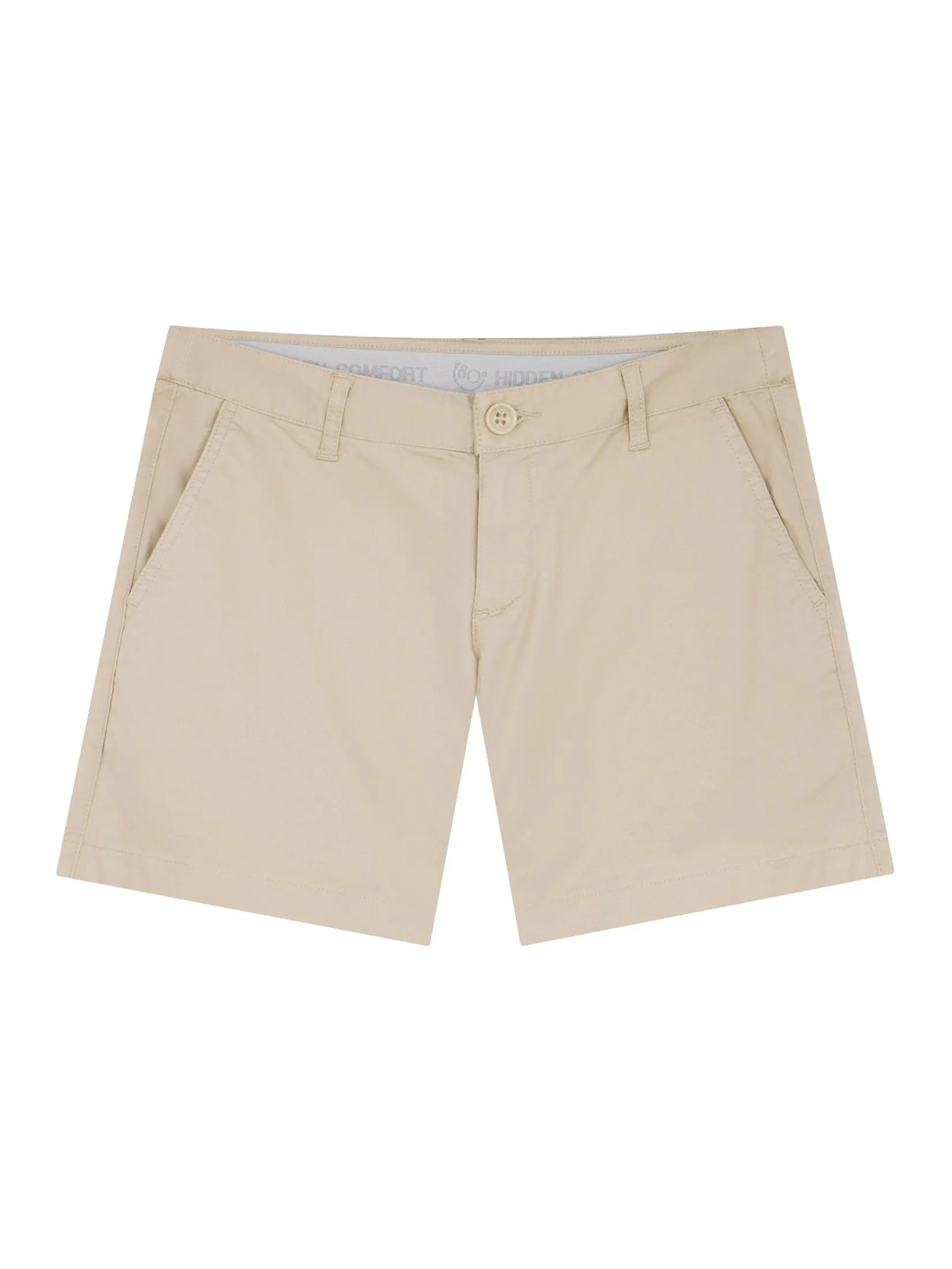 GIORDANO Women's Slim Twill Pocket Shorts (180° Elastic Waist) Crockery khaki
