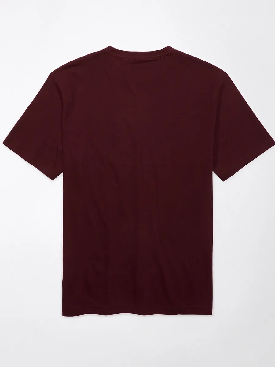 AMERICAN EAGLE MEN G SS CORE BRAND SET IN TEE- PC DYE + SERIOUSLY SOFT WASH 613 BURGUNDY