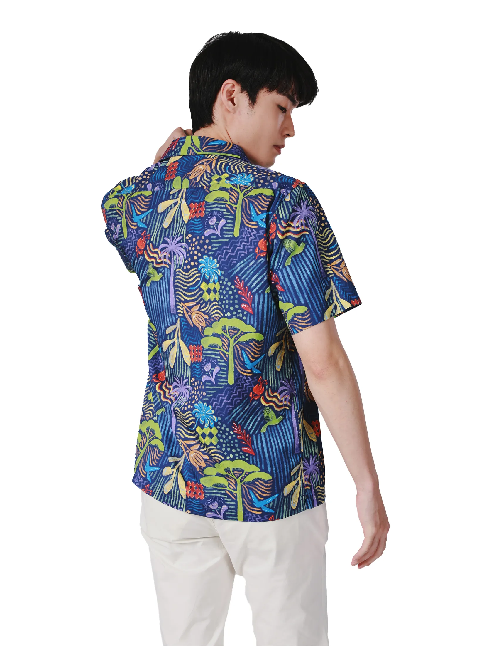 JOHN HENRY Men s Short Sleeves Hawaii Shirts (Relaxed Fit) SONGKRAN FESTIVAL Purple