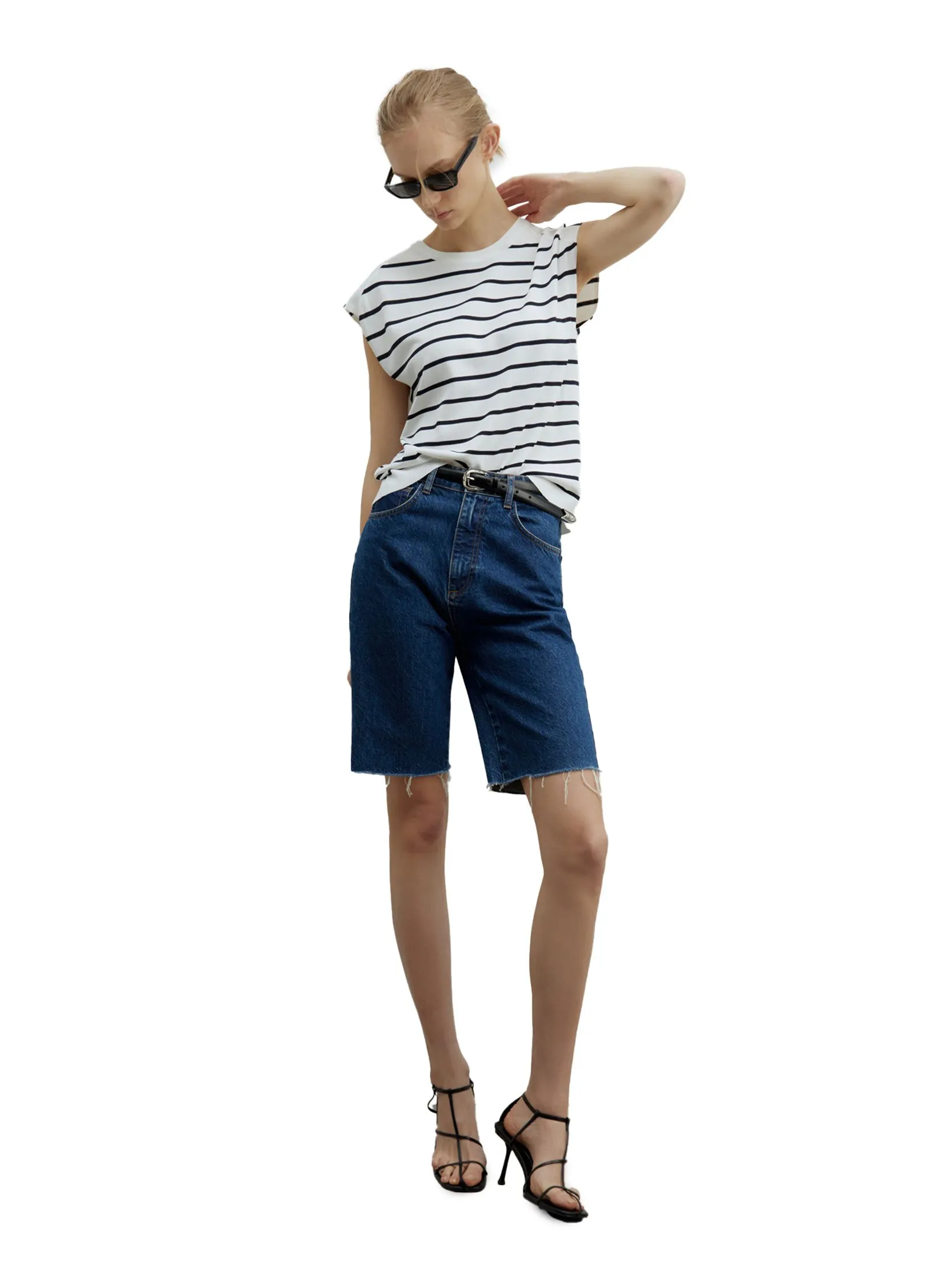 SFERA Women T-Shirt Sleeveless Rayas Manga Sisa