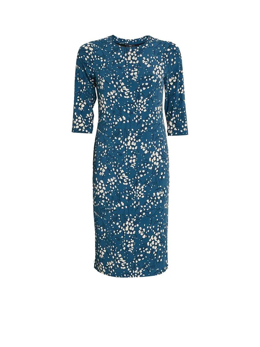 ELITE Floral Graphic Print Knit Dress E194098BLS Light Blue Size - XL