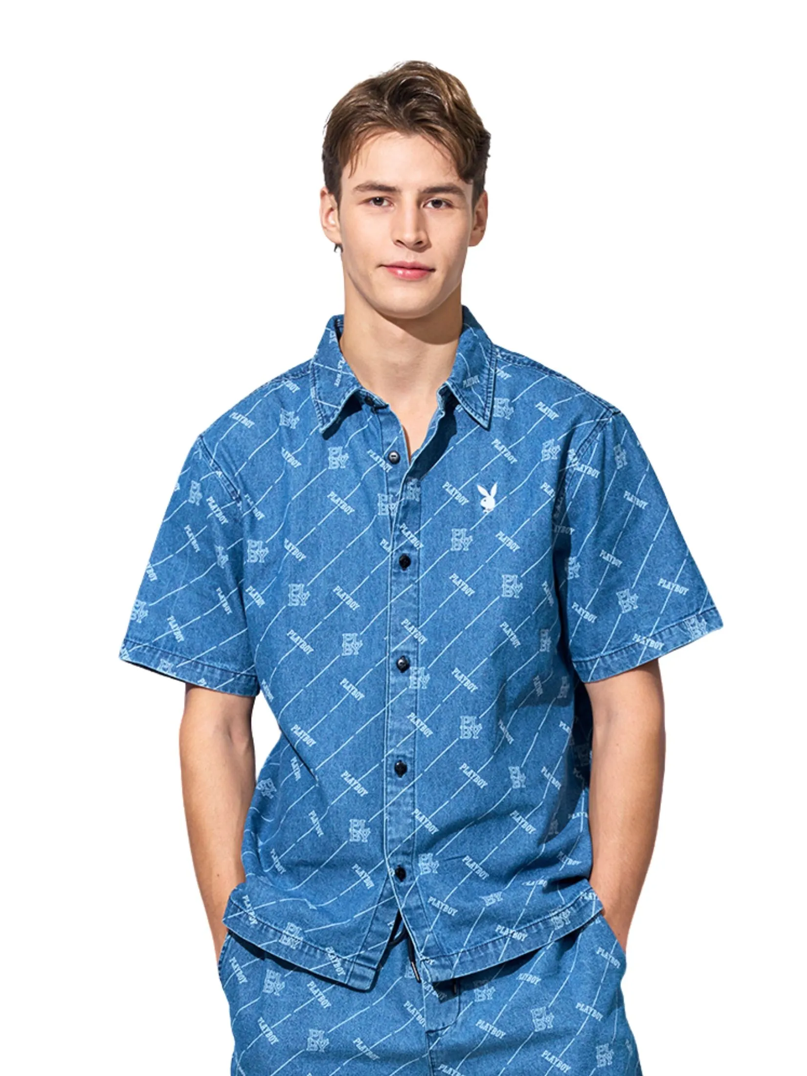 PLAYBOY Men Shirt  blue color