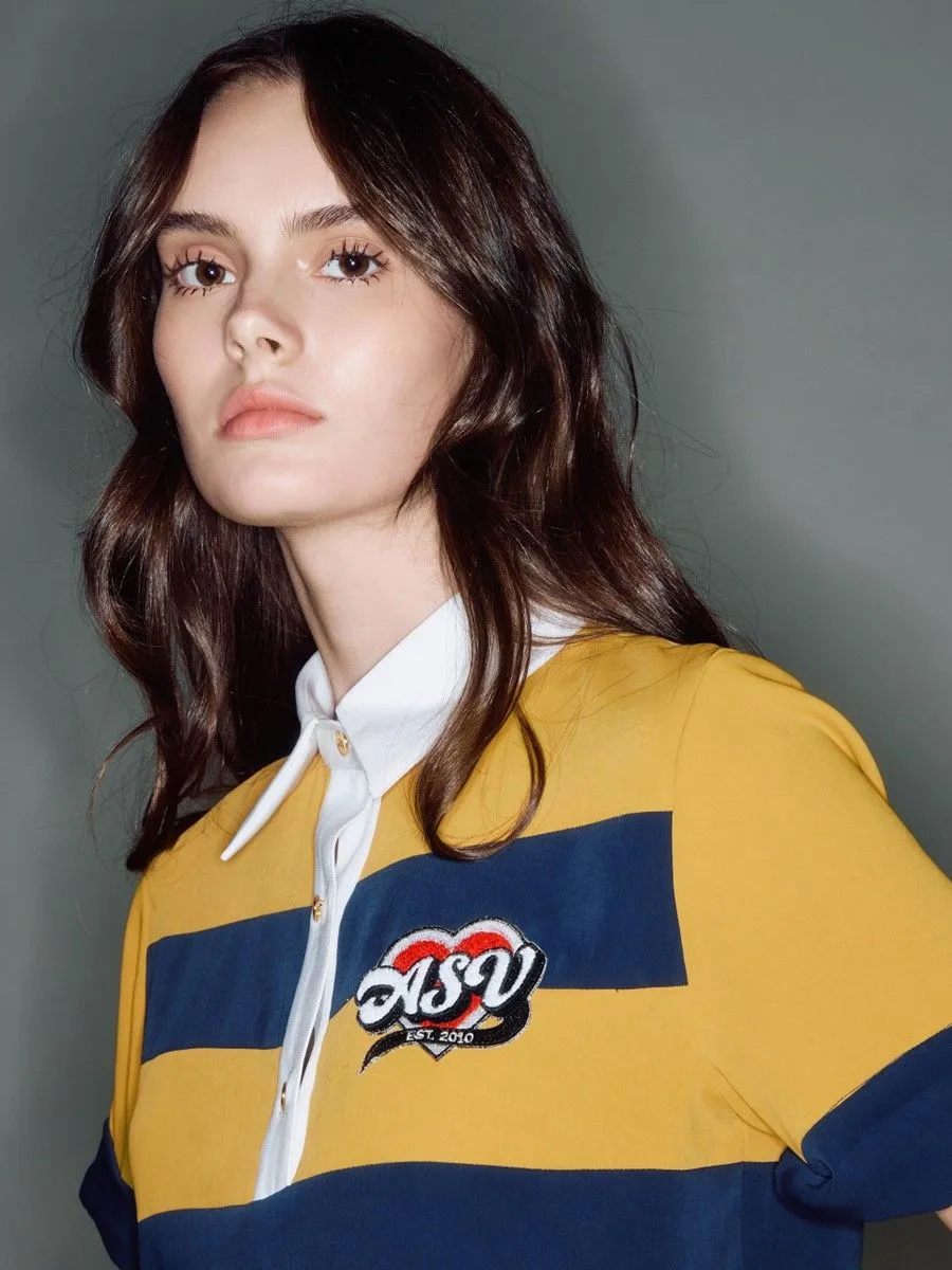 ASV (RS24) Asv Stripe Cropped Women Polo Top Yellow