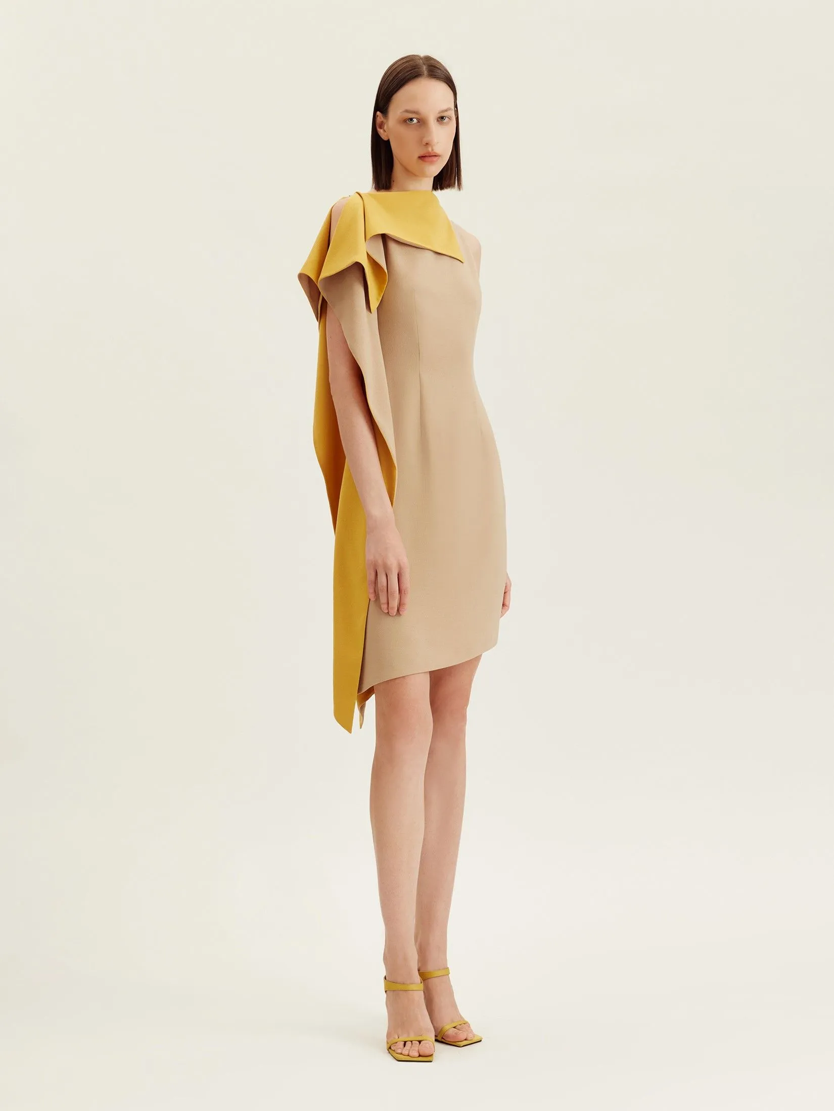 ASAVA ( AW24 ) Isha Asymmetric Women Dress Beige