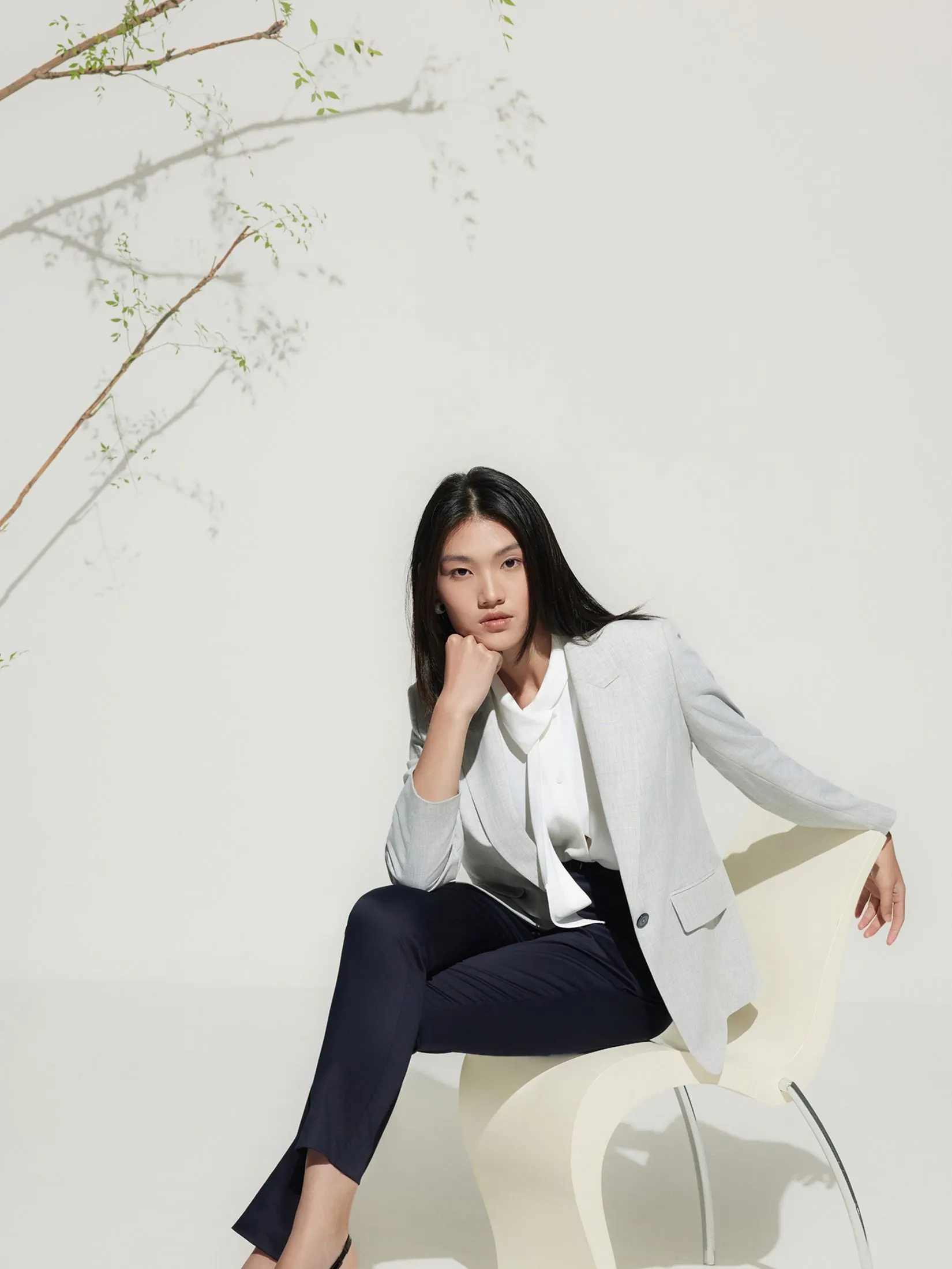 G2000 Women Clothing Cotton Blend Ankle Skinny Casual Pants With Belt Ankle Skinny Shape - Navy