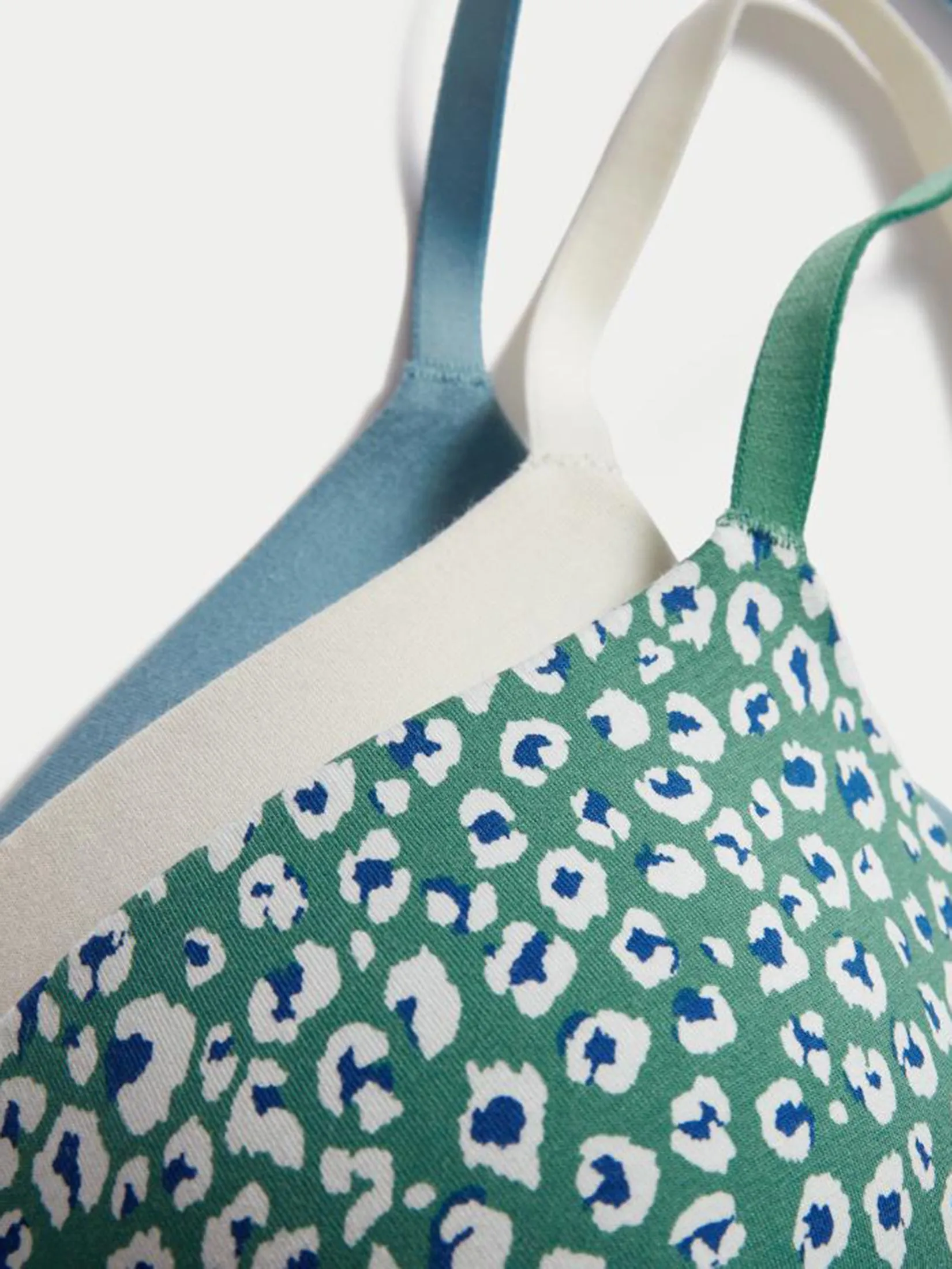 MARKS & SPENCER Women T-Shirt Bra 3pk Cotton Non Wired Full Cup Sea Green