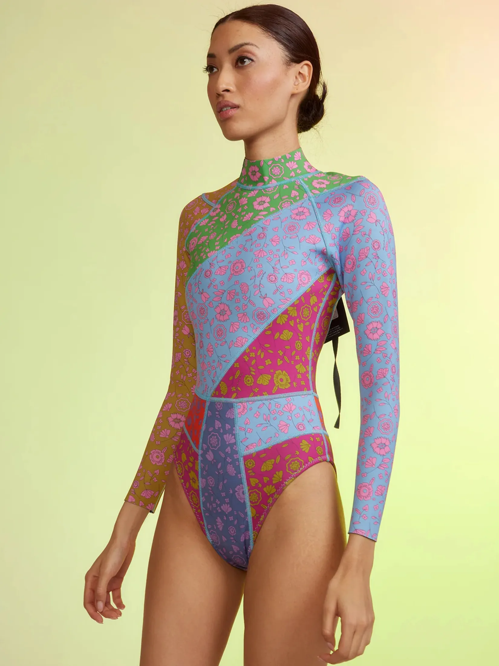 CYNTHIA ROWLEY PATCHWORK WETSUIT IN FLORAL MULTI