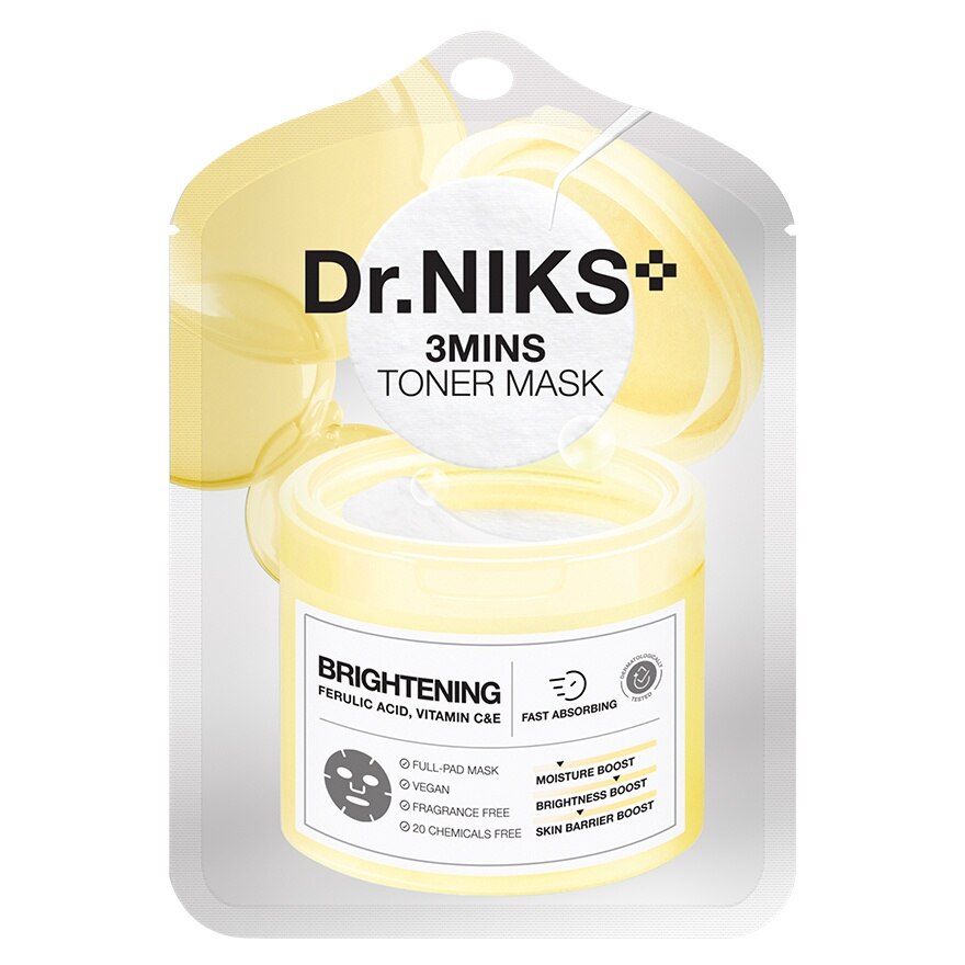 Dr.NIKS 3 Mins Toner Mask Brightening 1'S - Yellow