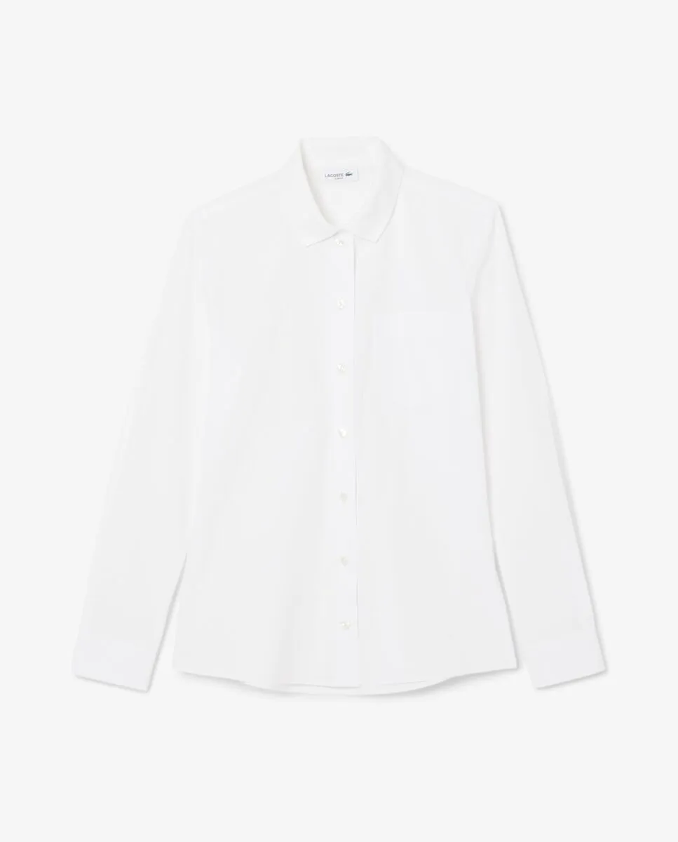 LACOSTE Slim Fit Stretch Poplin Shirt White