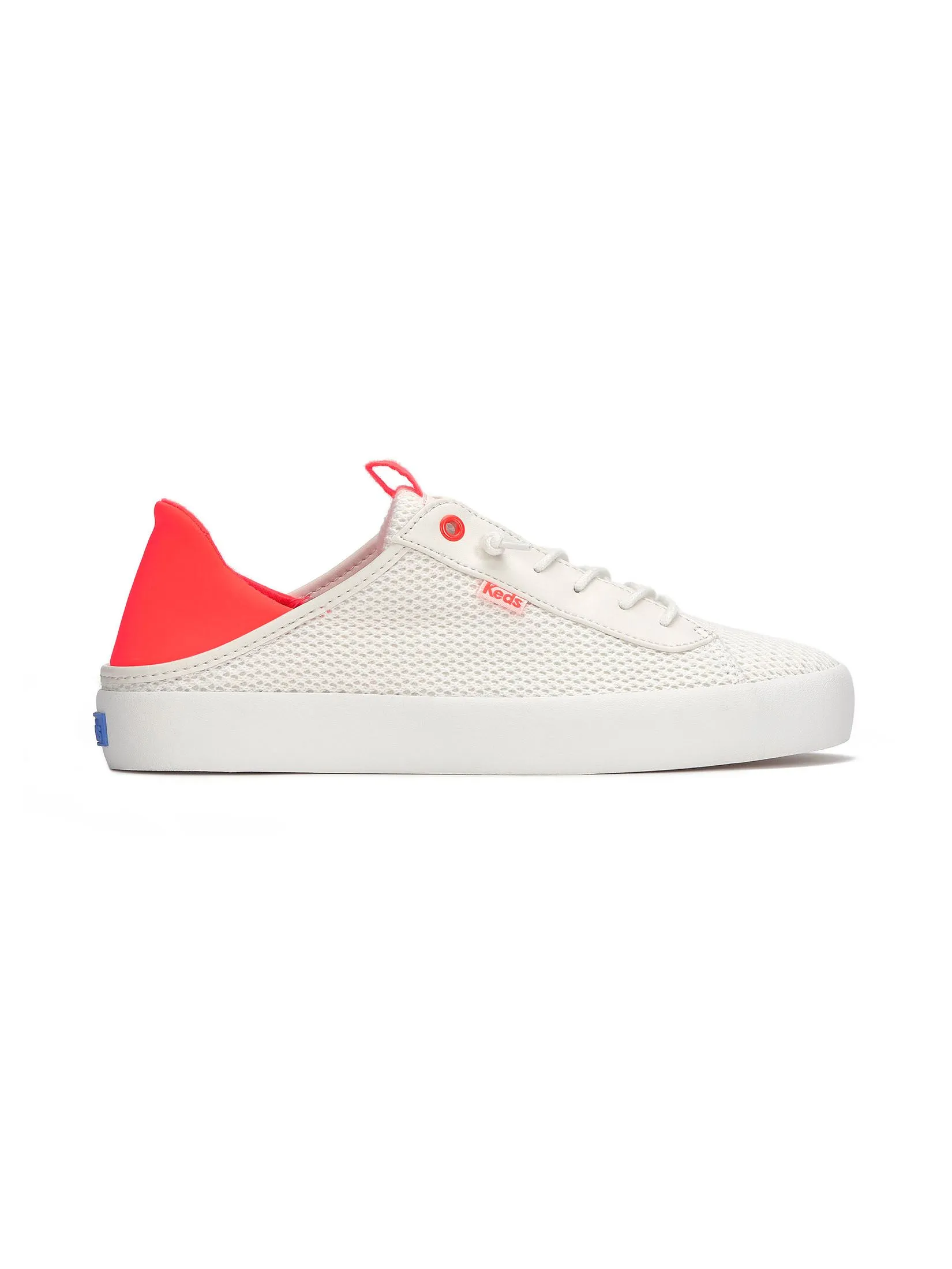 KEDS Women Kickback Crashback Cotton Mesh Snow White/ Coral
